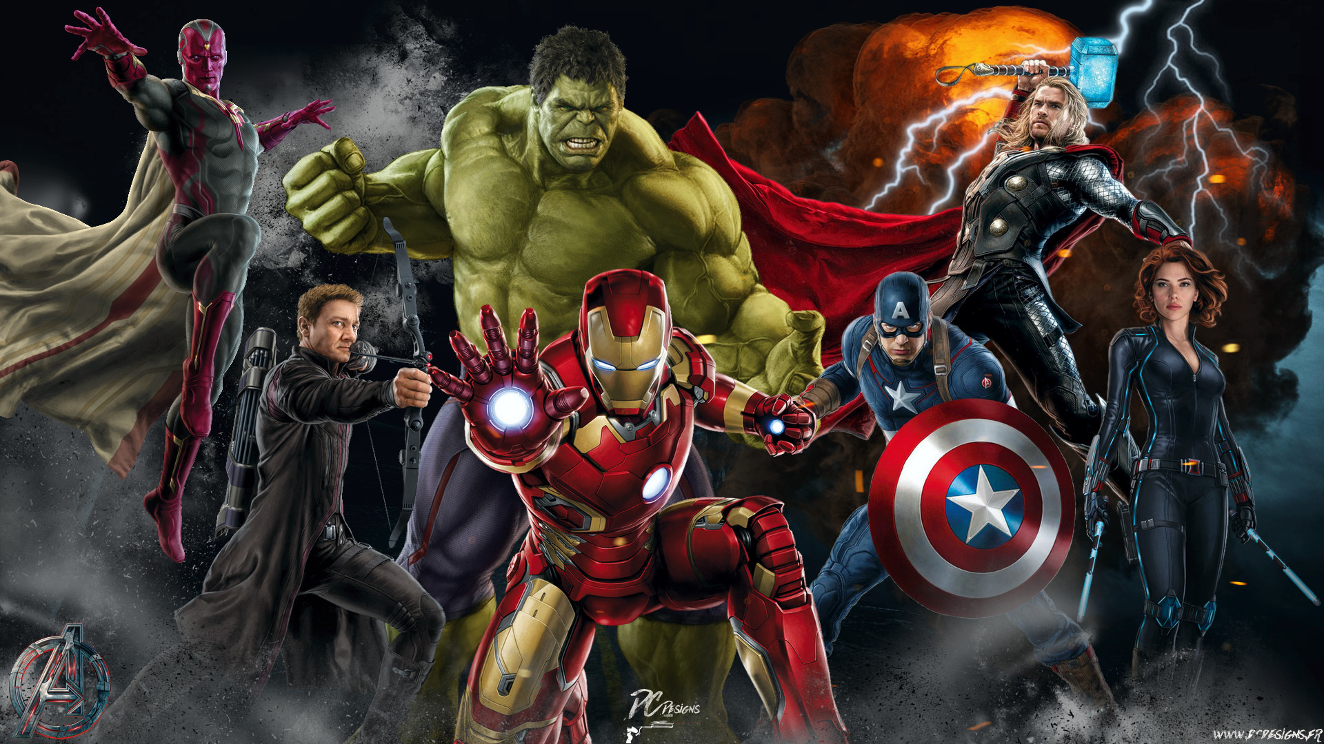 The Avengers Art Captain America, Iron Man, Thor, Black Widow And Hulk Wallpapers