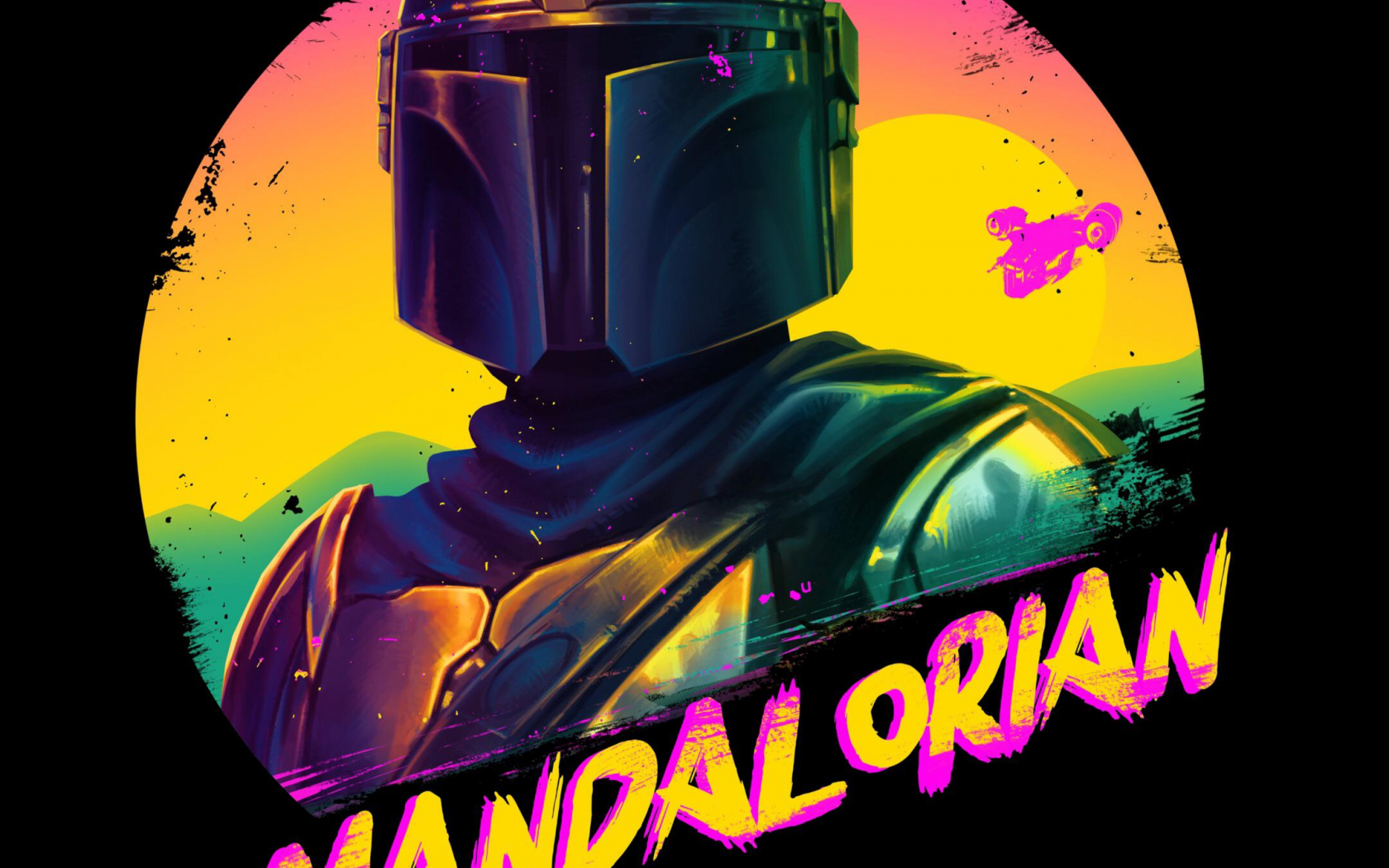 The Mandalorian Retrowave Minimalist Wallpapers