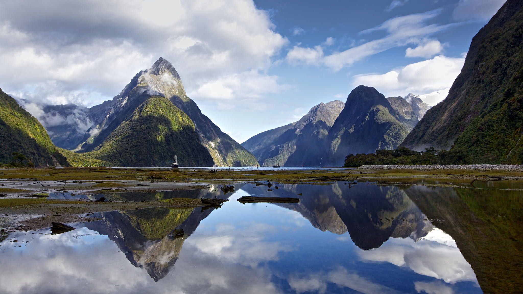 The Milky Pink Sea At Milford Sound 4K New Zealand Wallpapers