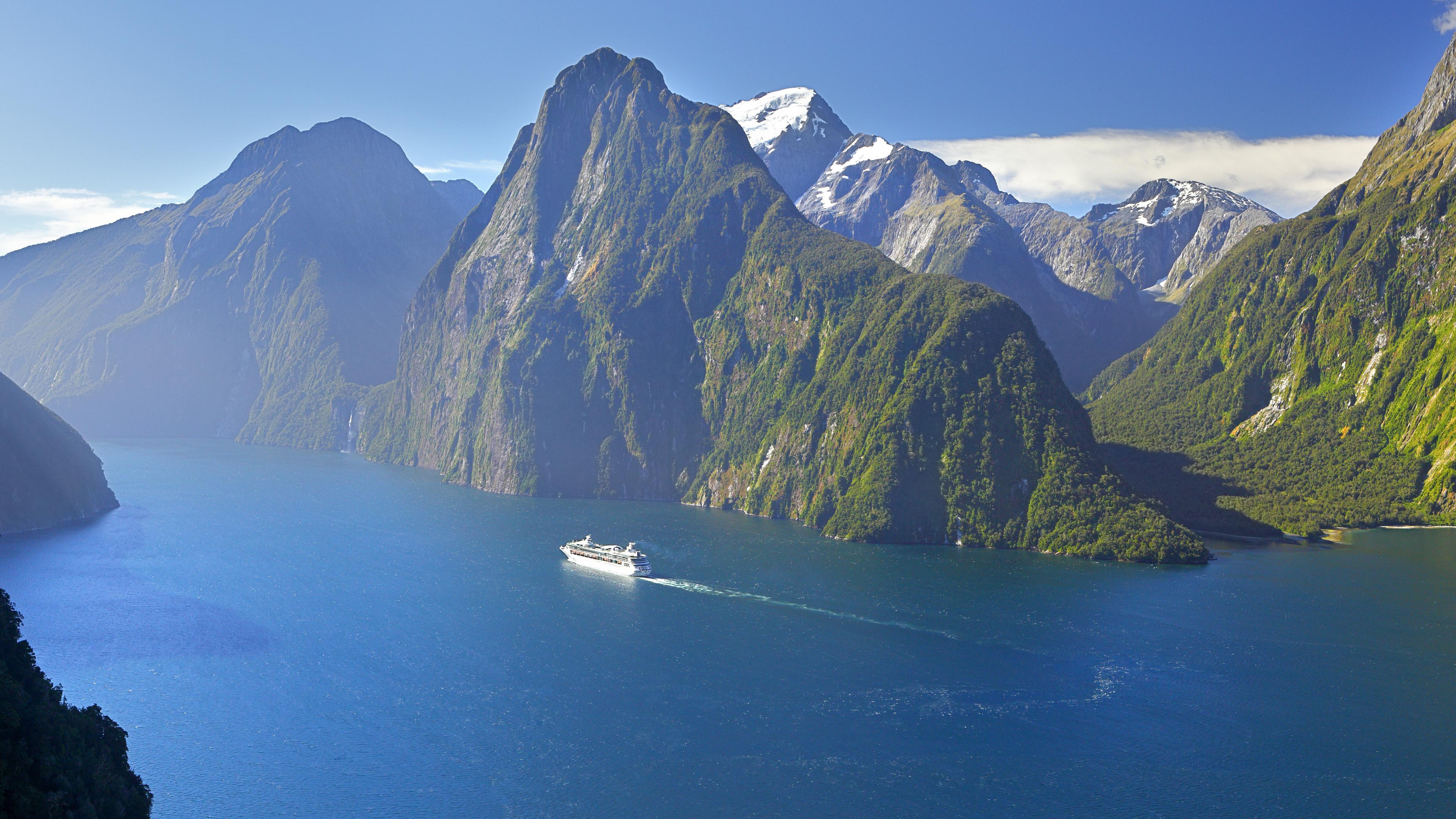 The Milky Pink Sea At Milford Sound 4K New Zealand Wallpapers