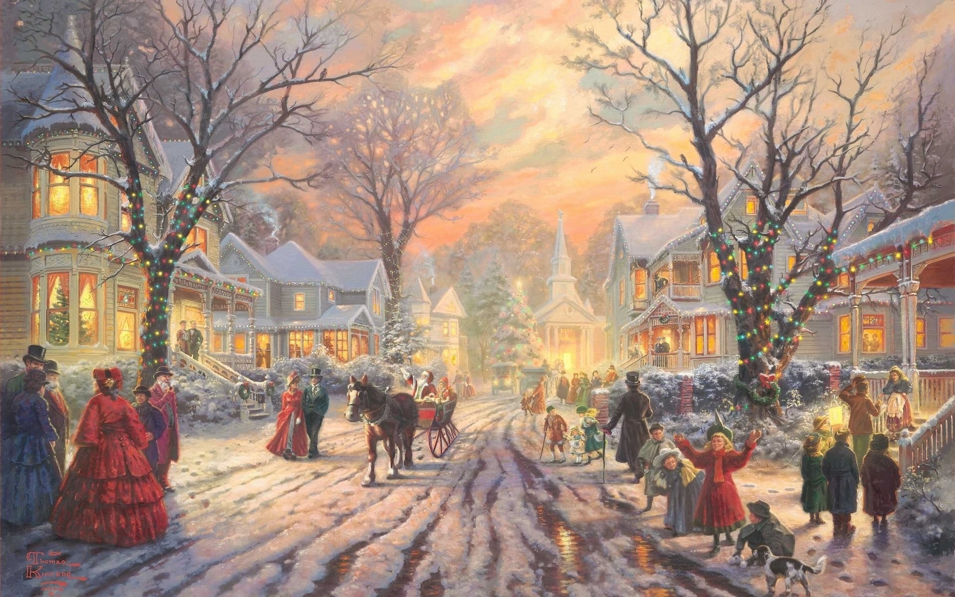 Thomas Kinkade Christmas Background