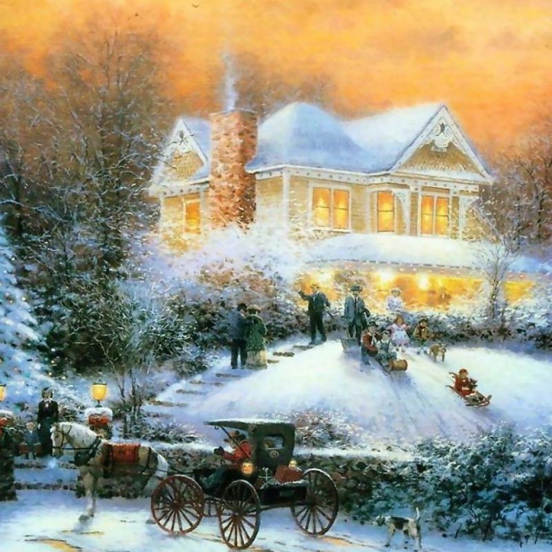 Thomas Kinkade Christmas Background