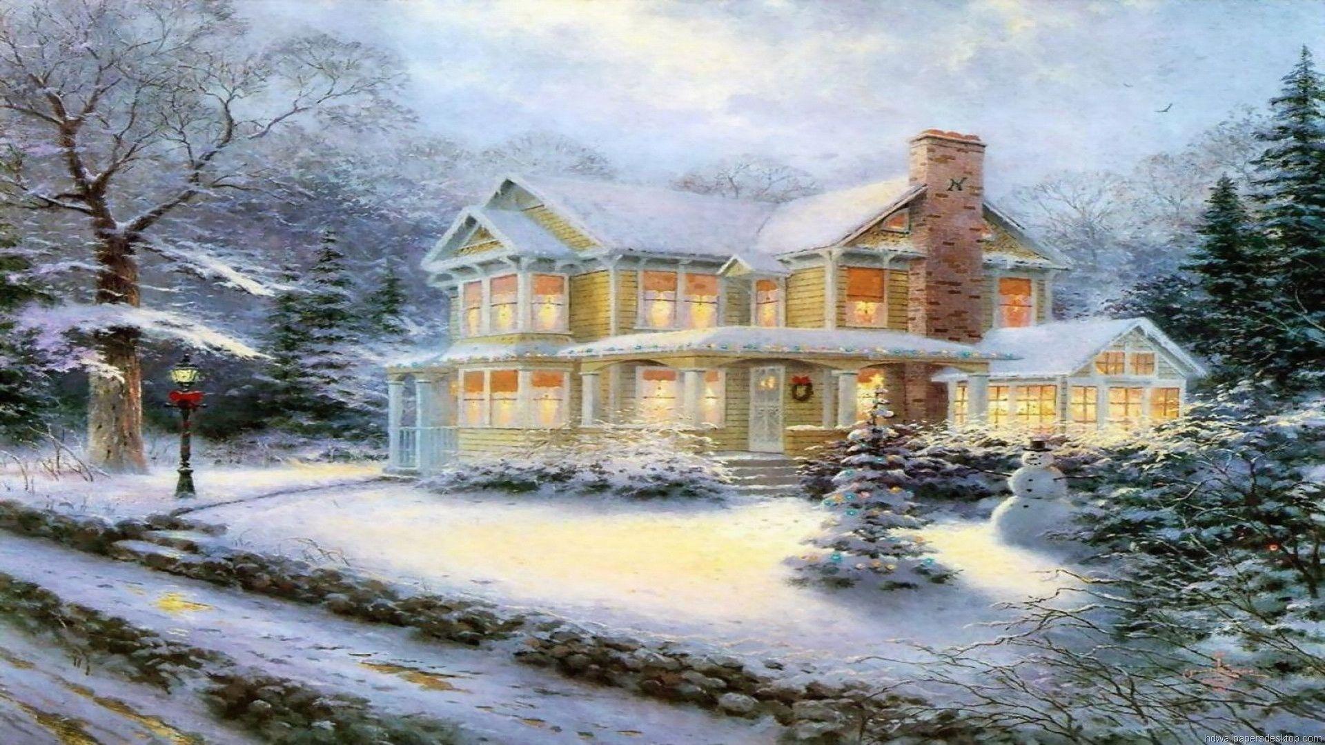 Thomas Kinkade Christmas Background