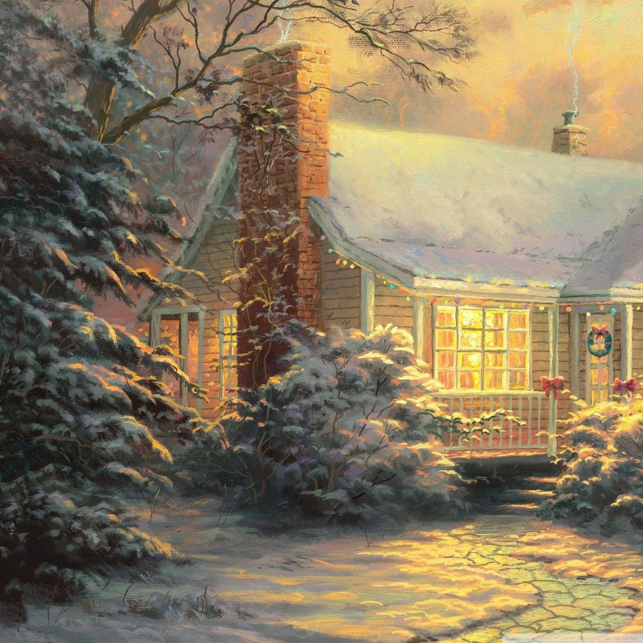 Thomas Kinkade Christmas Background