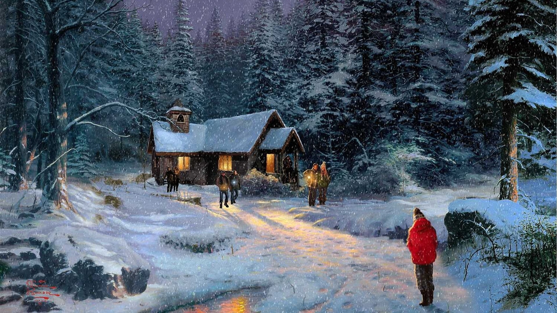 Thomas Kinkade Christmas Background