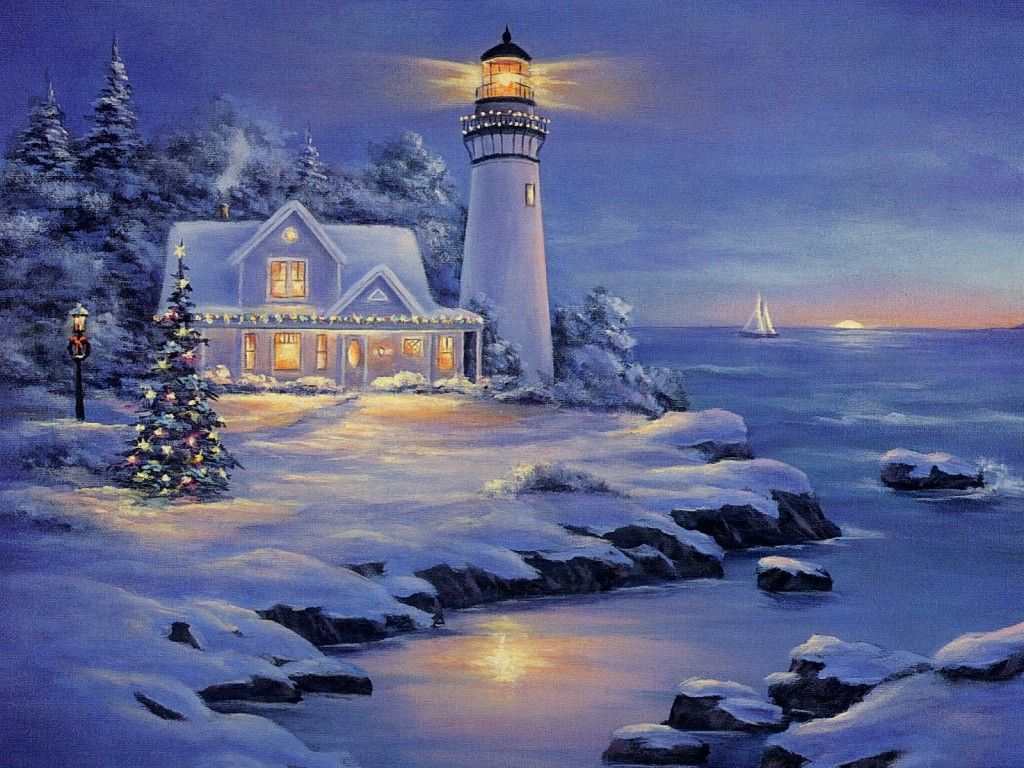 Thomas Kinkade Christmas Background