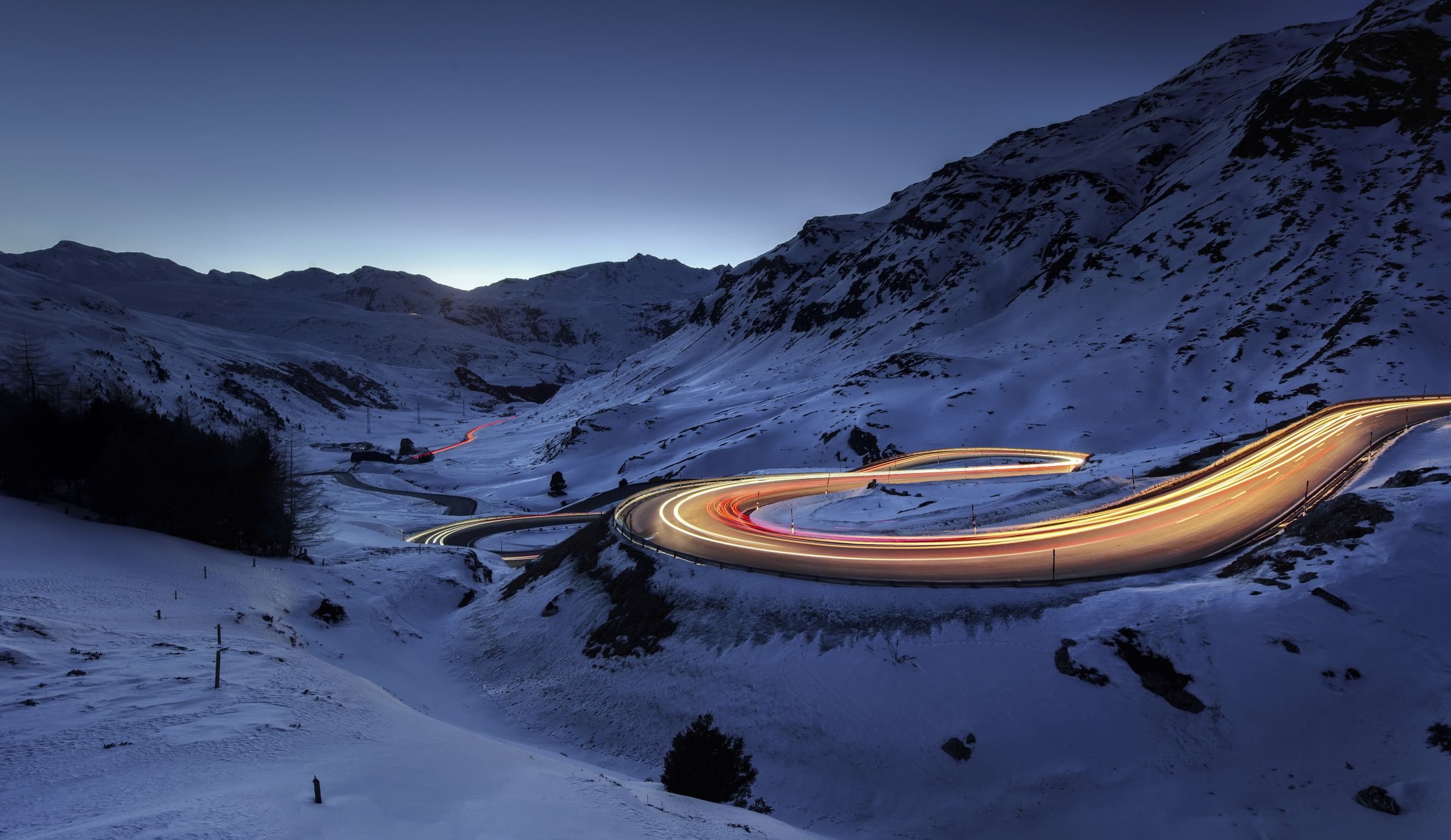 Time-Lapse Mountain Road 4K Photography Wallpapers