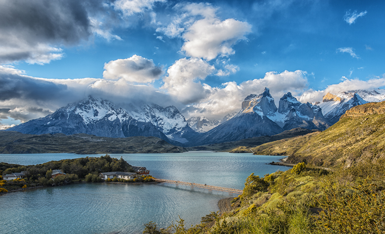 Torres Del Paine Mountains Lake In Chile Wallpapers