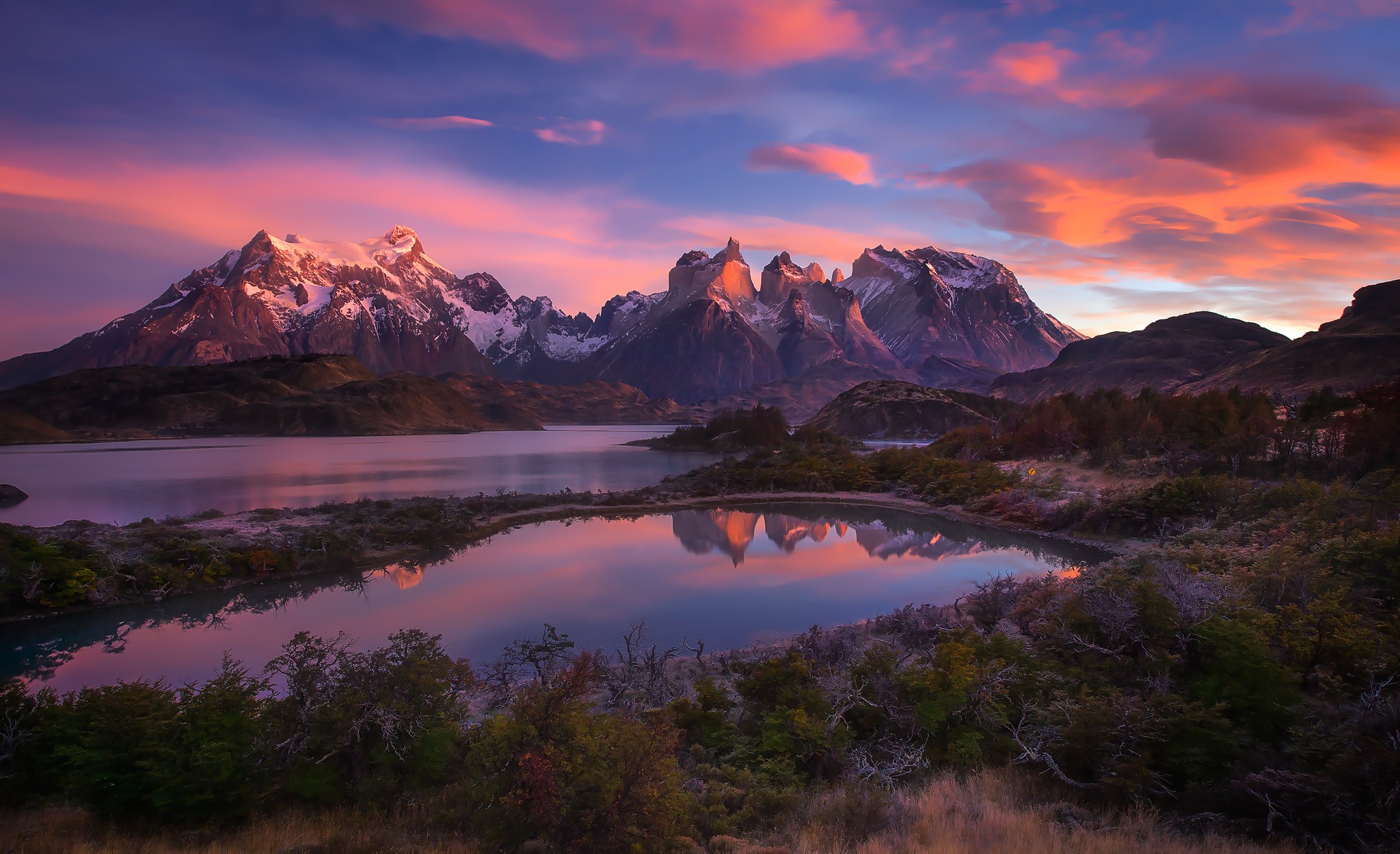 Torres Del Paine Mountains Lake In Chile Wallpapers