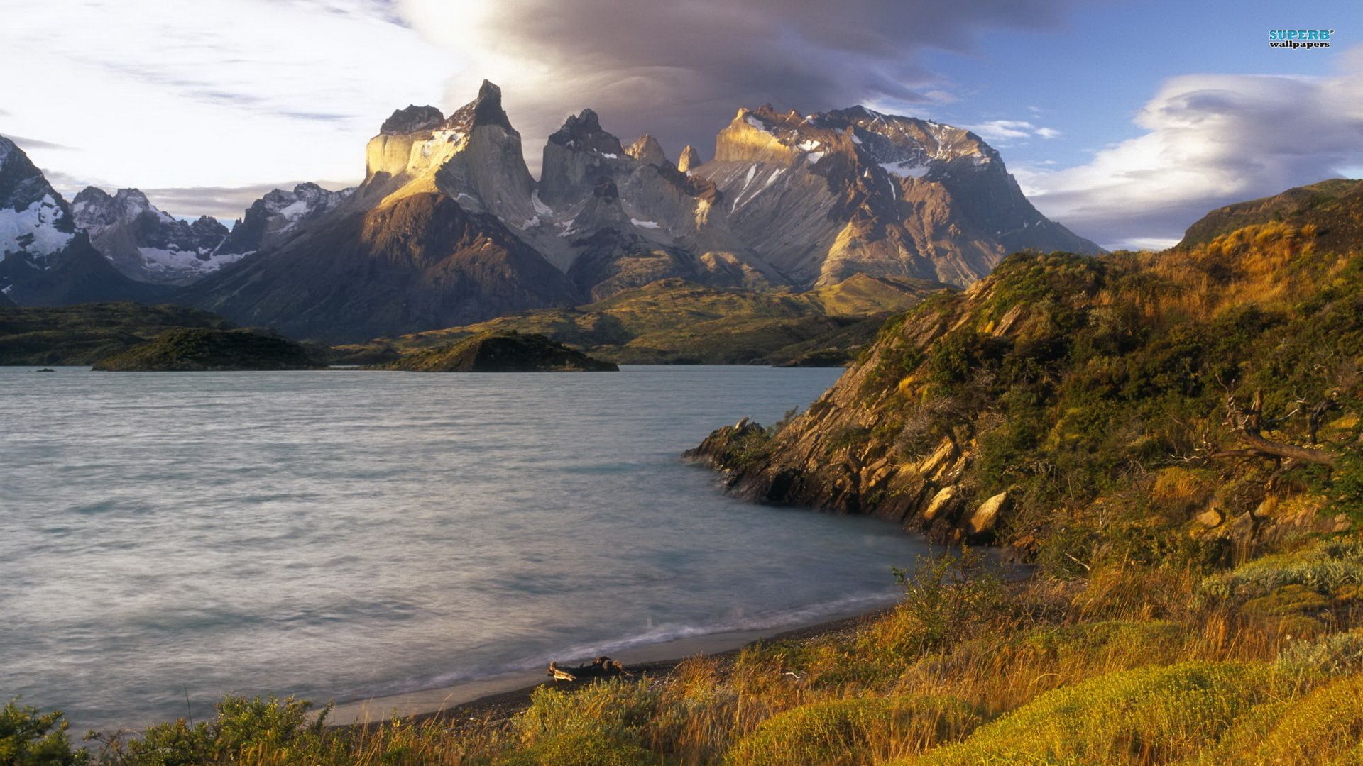 Torres Del Paine Mountains Lake In Chile Wallpapers