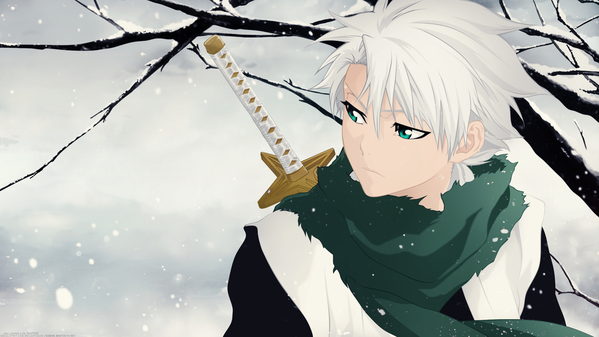 Toushirou Hitsugaya Standing In Moon Night Wallpapers