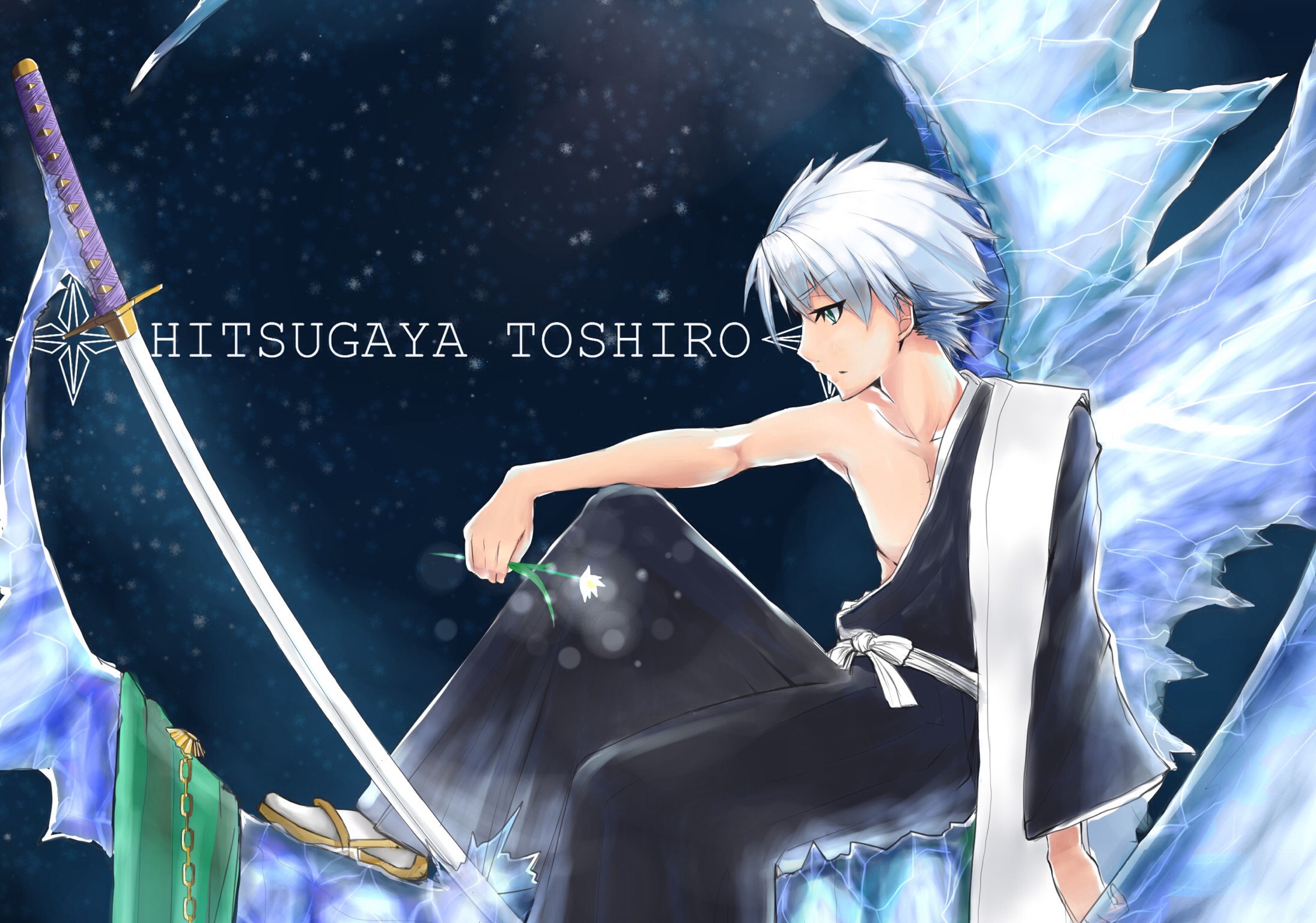 Toushirou Hitsugaya Standing In Moon Night Wallpapers