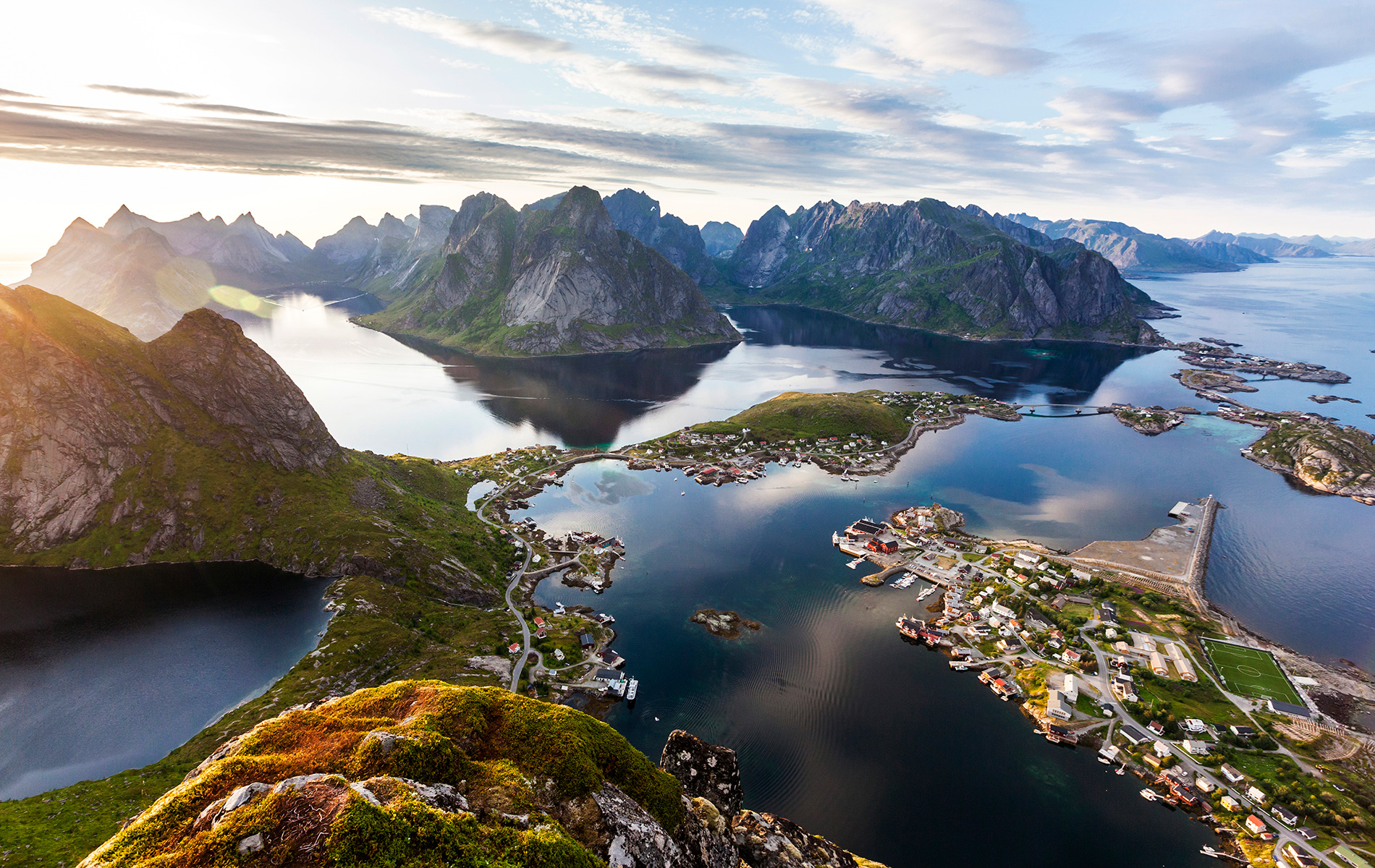 Town Near Lack And Mountains Wallpapers