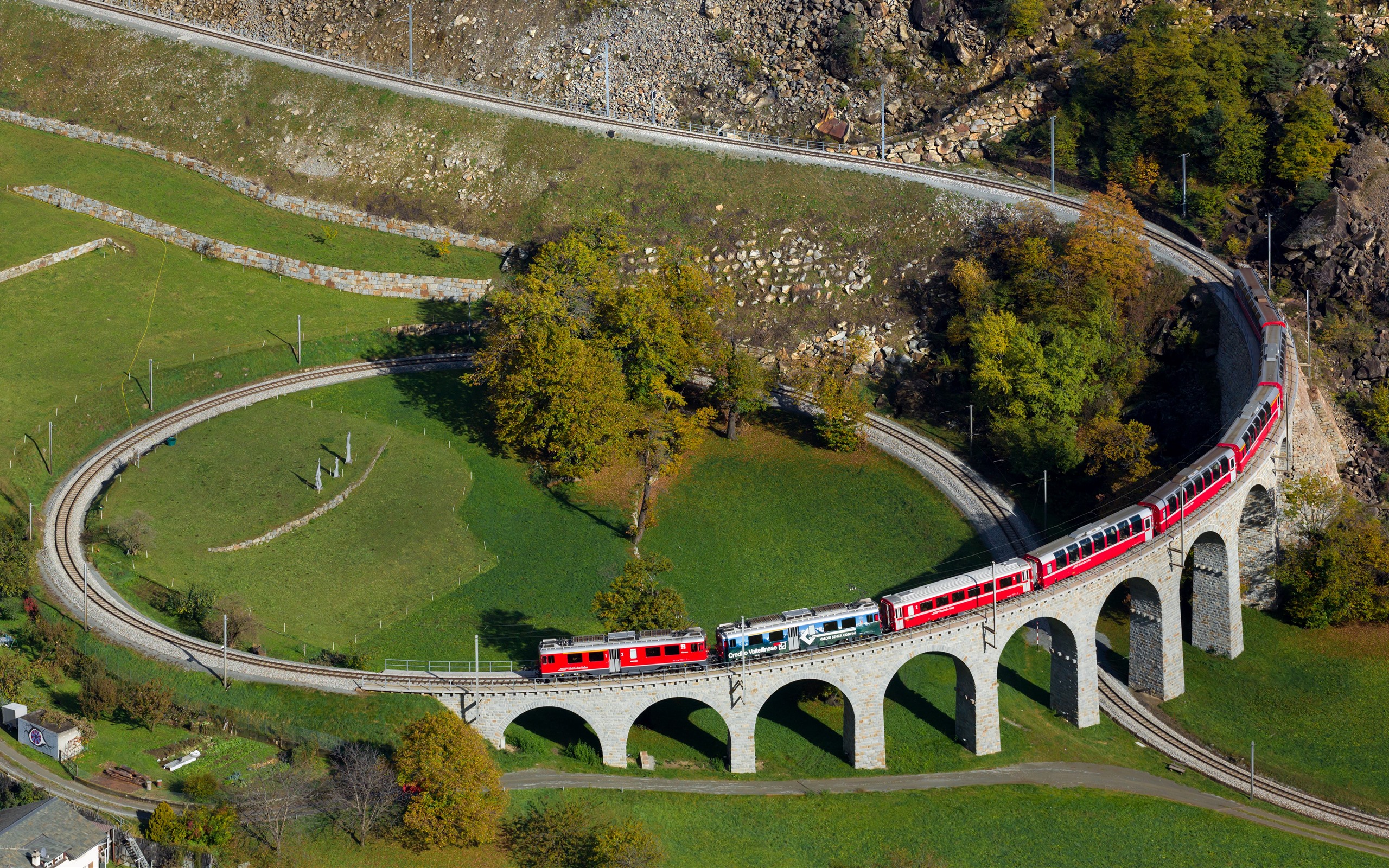 Train 4K Switzerland Aerial Wallpapers