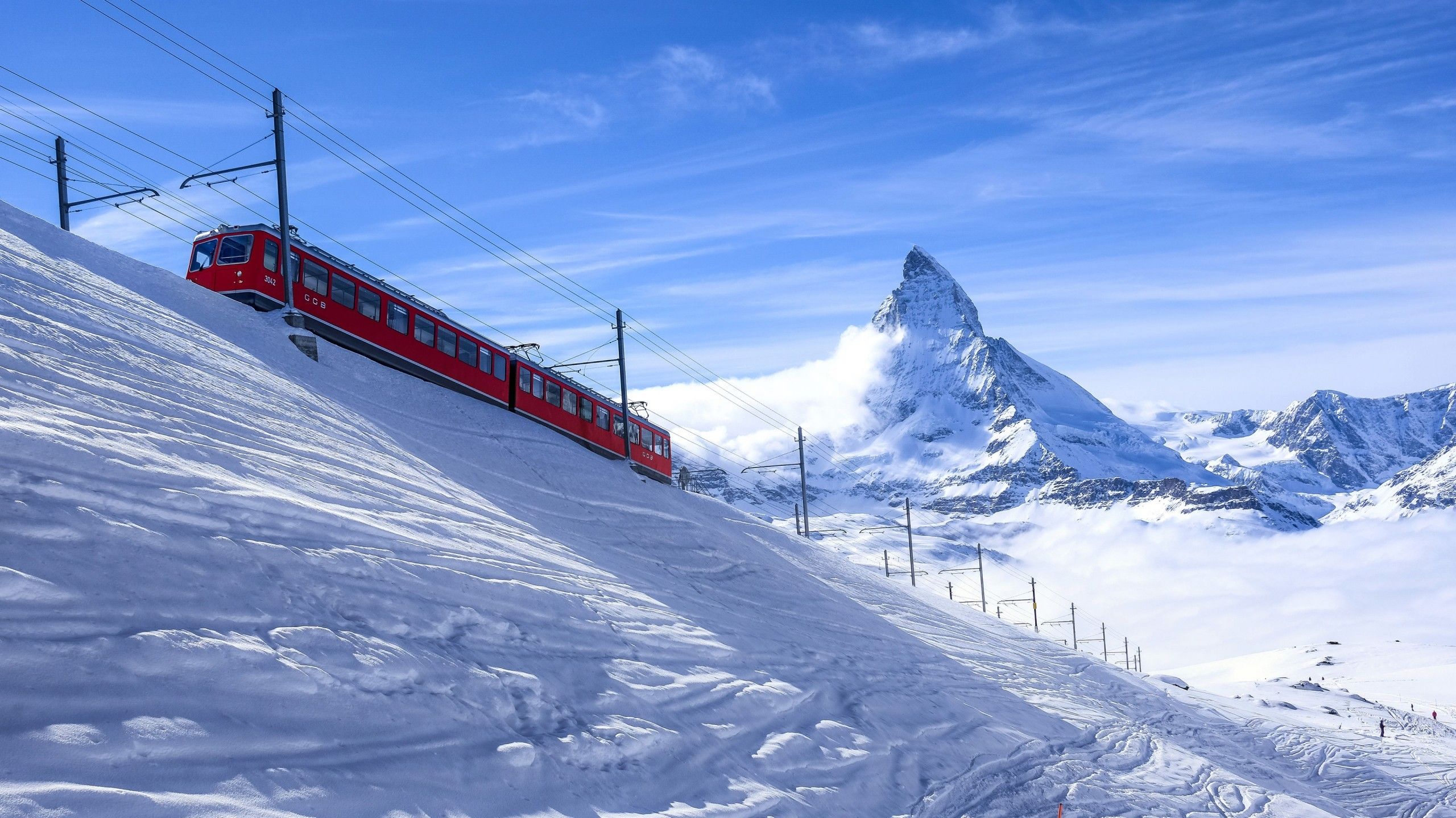 Train 4K Switzerland Aerial Wallpapers