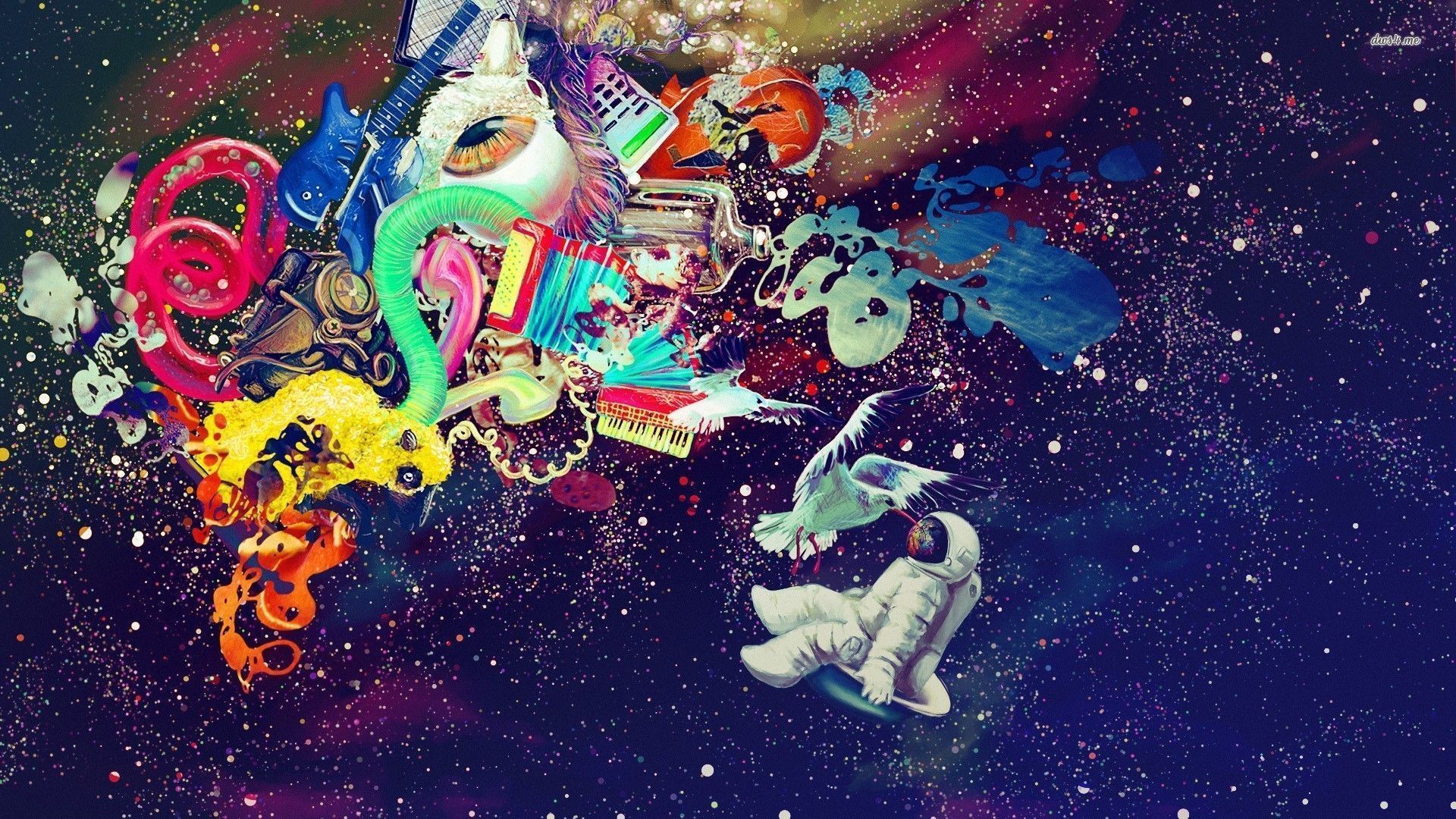 Trippy Art Astronaut In Space Wallpapers
