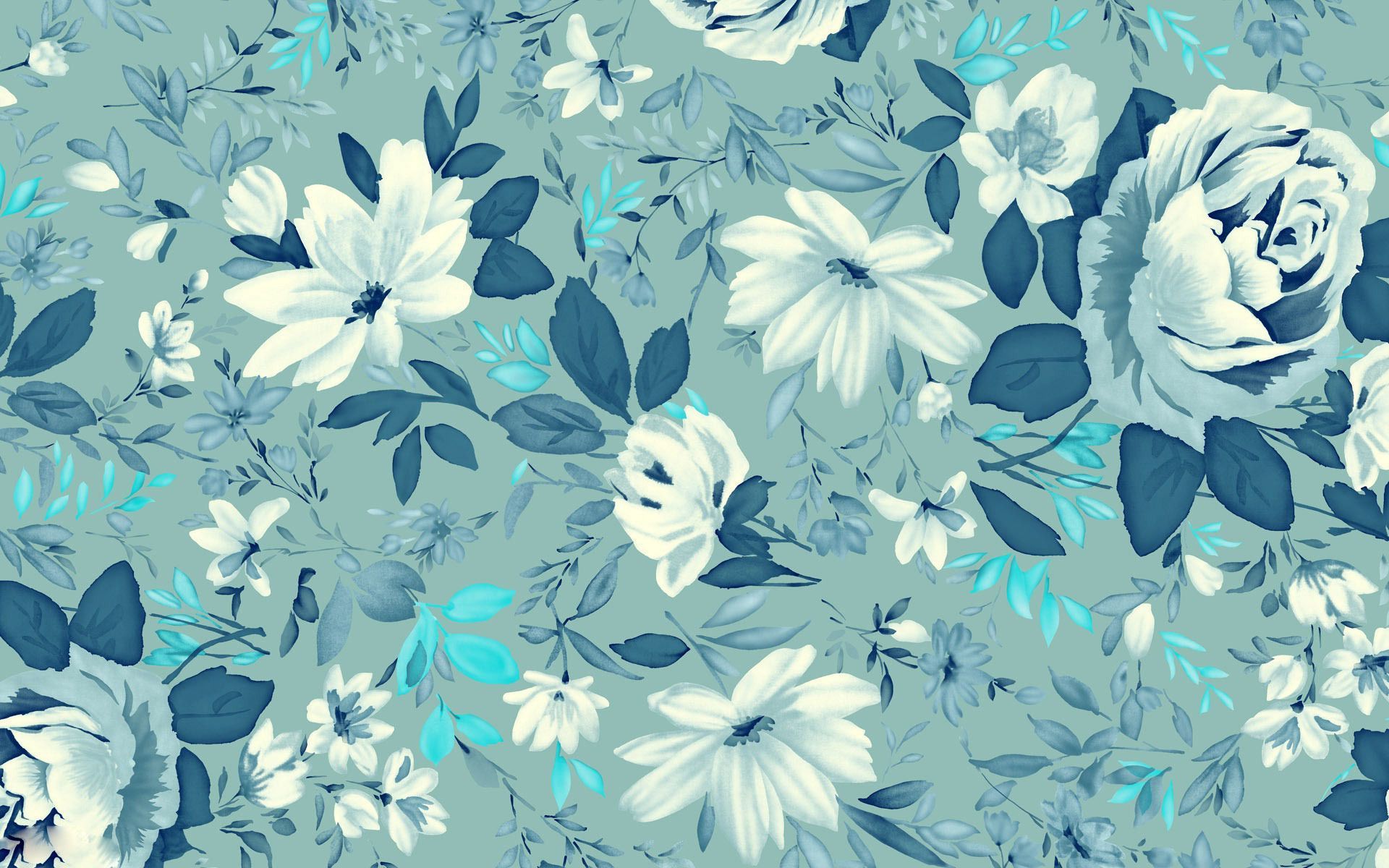 Turquoise Floral Wallpapers