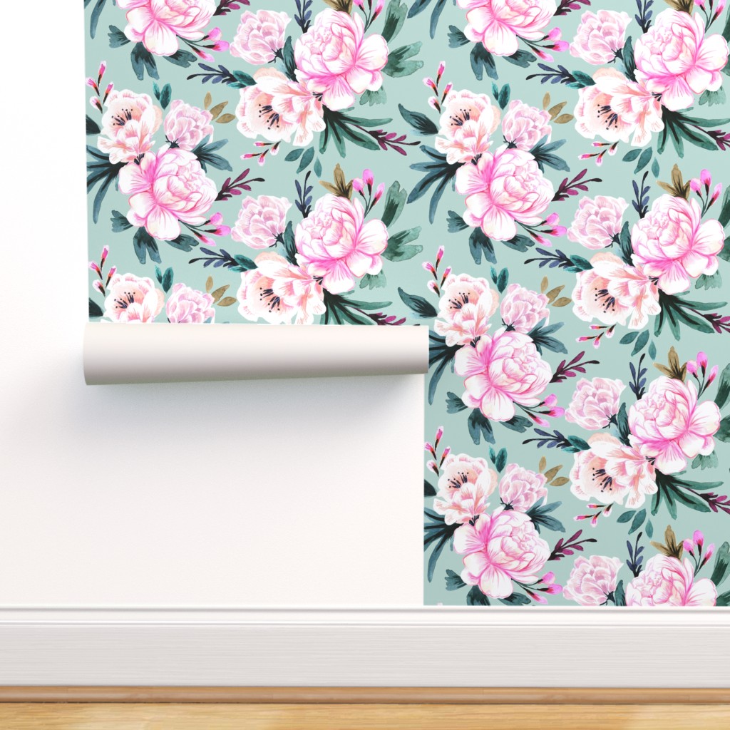 Turquoise Floral Wallpapers