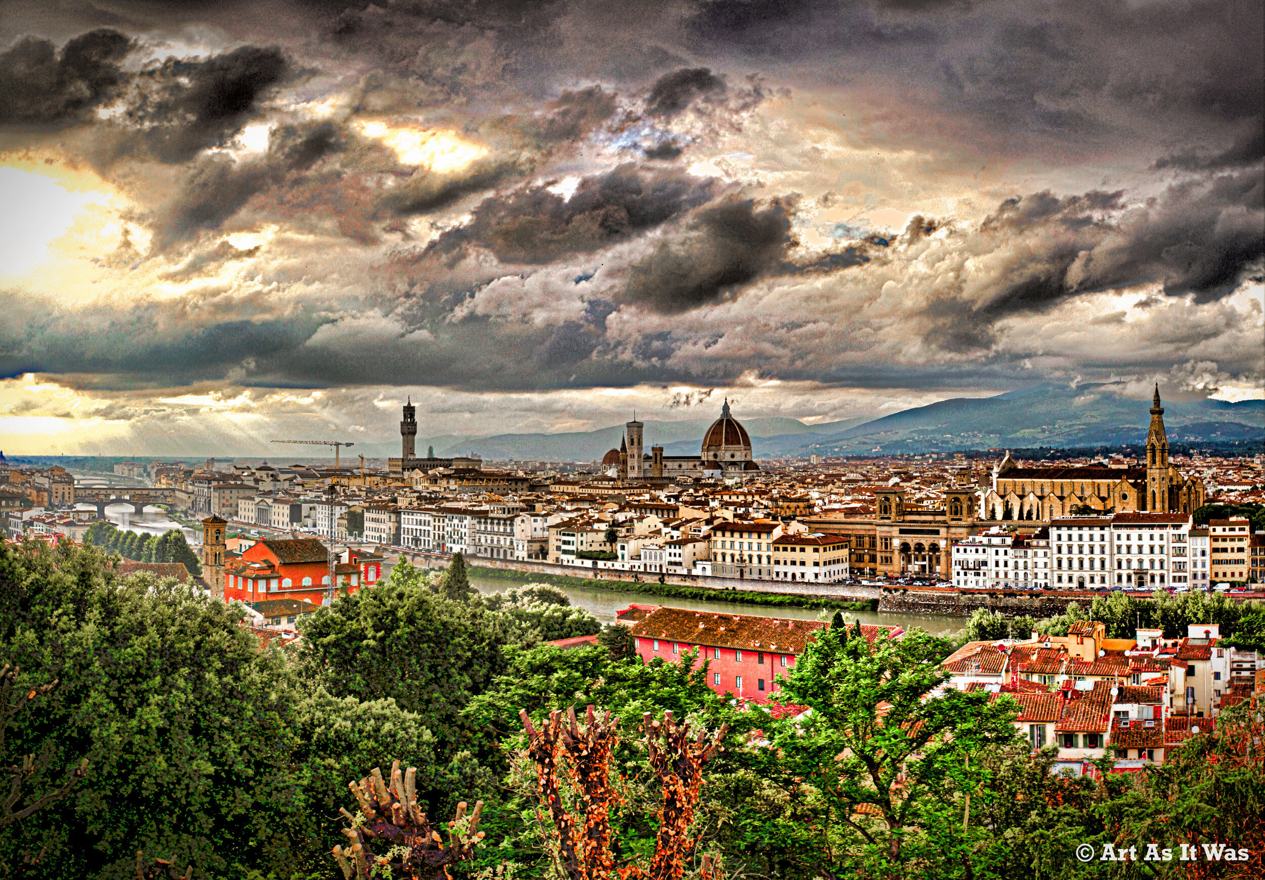 Tuscany Italy Panoramic Artistic Sunset Wallpapers