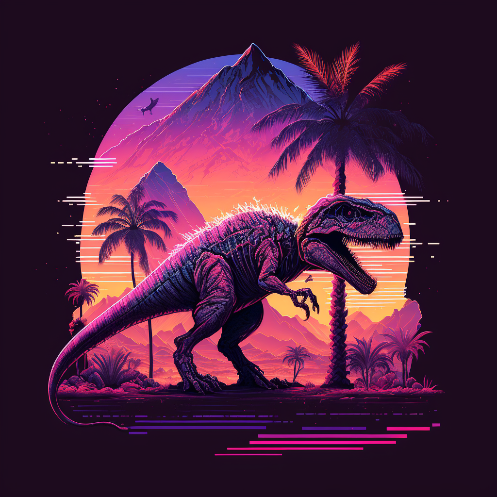 Tyrannosaurus Rex Dinosaur  Retrowave Wallpapers