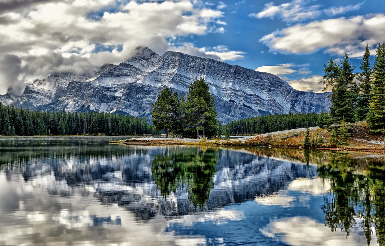 Vermillion Lakes Mount Rundle In Banff National Park Wallpapers