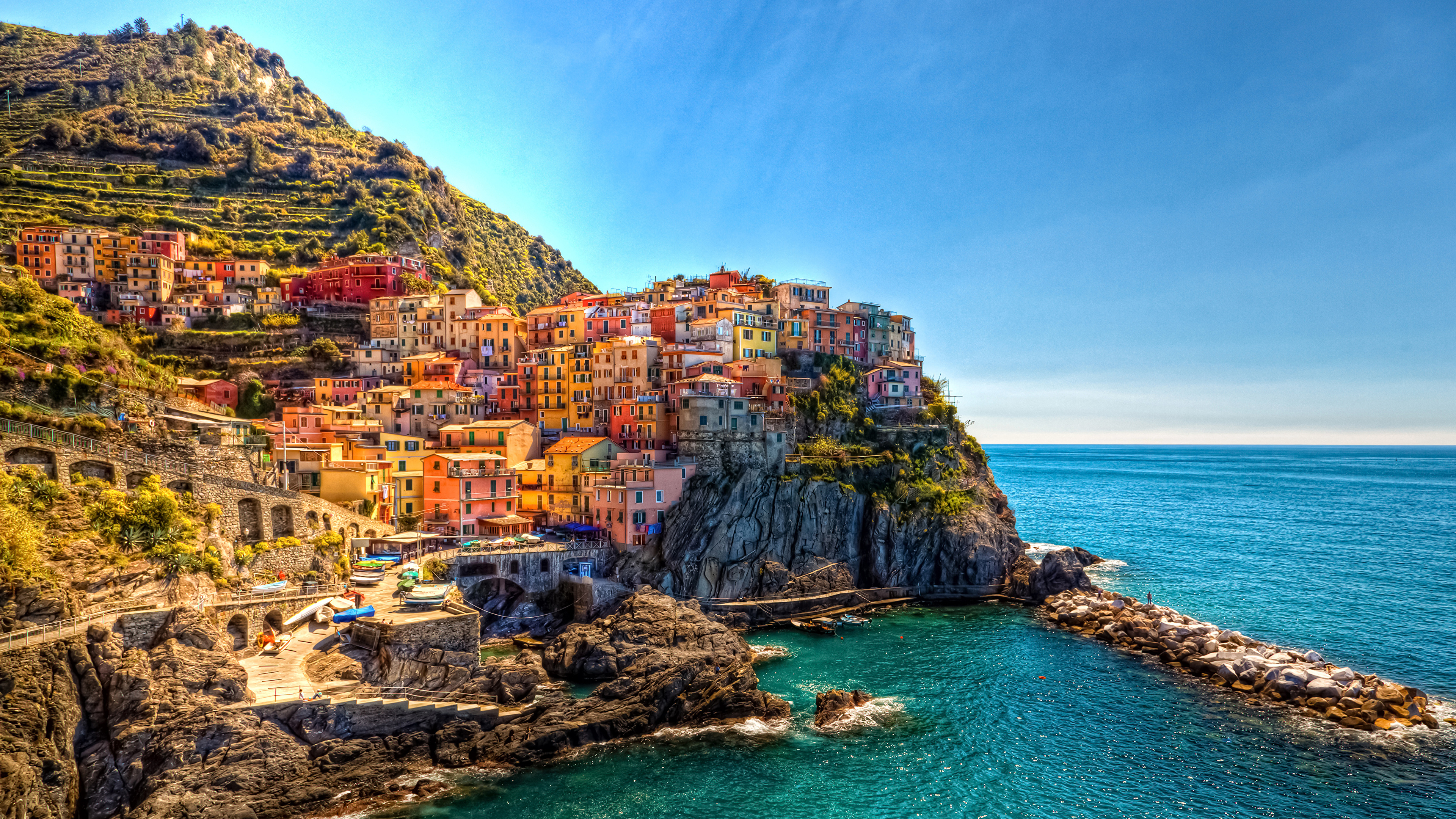 Vernazza Italy Sea And Mountains Nature Landscape Wallpapers