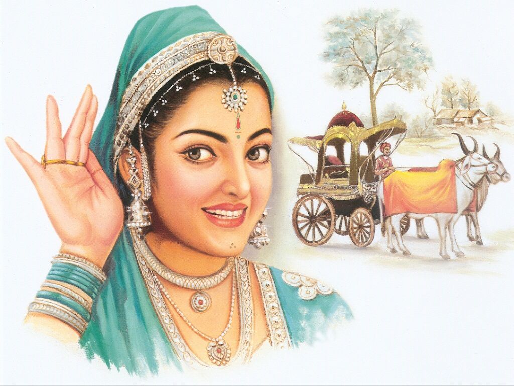 Village Girl Painting Wallpapers