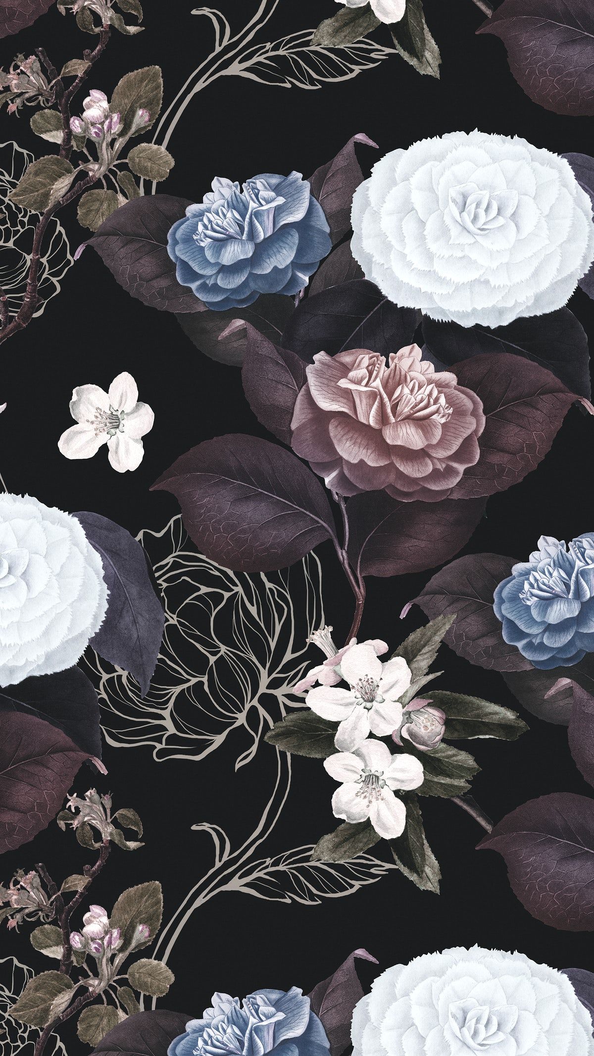 Vintage Black Floral Wallpapers