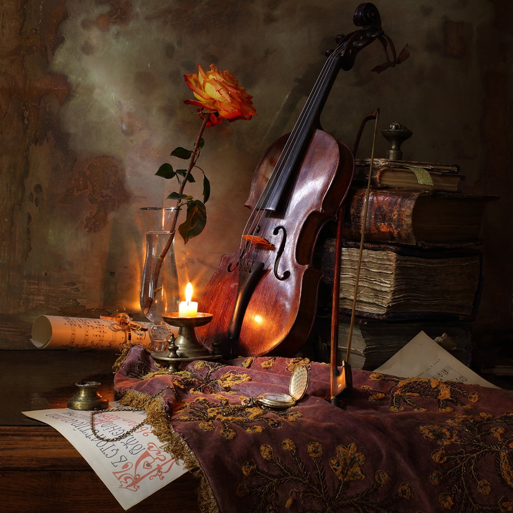 Violin With Flowers Wallpapers