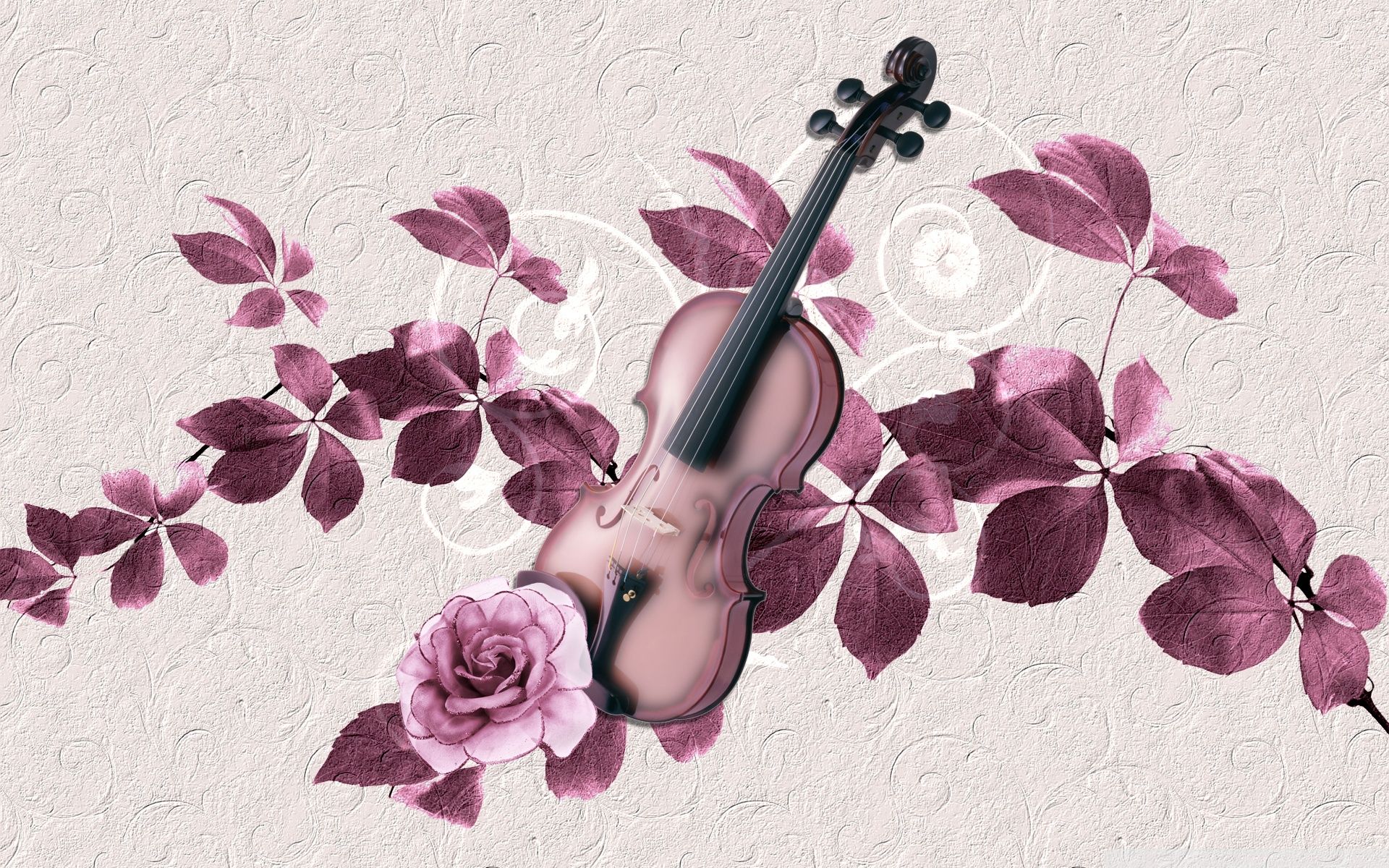 Violin With Flowers Wallpapers