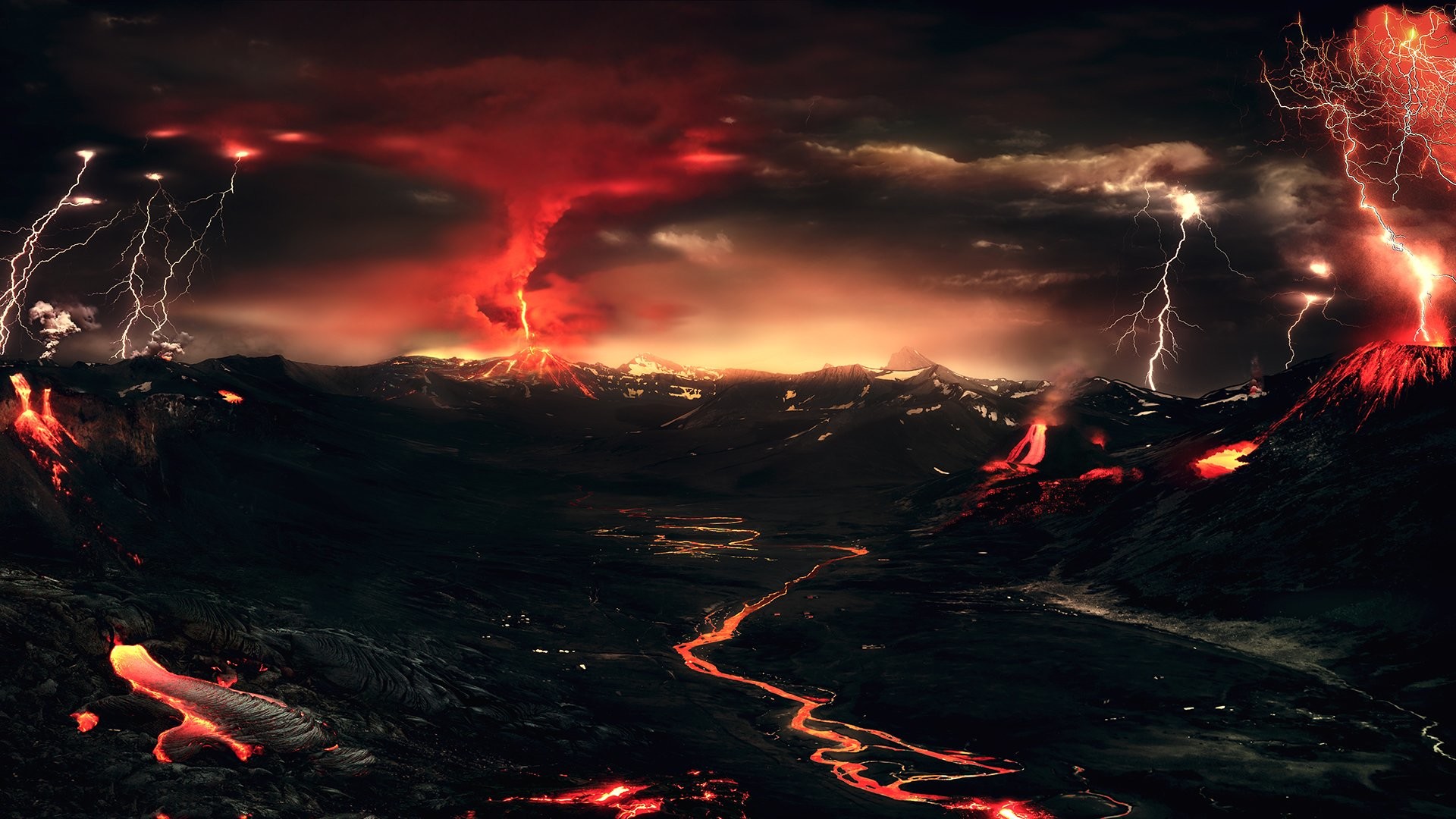 Volcano Lightning Wallpapers