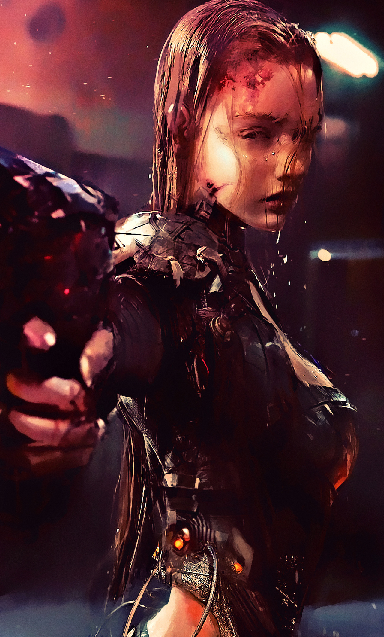 Warrior Girl In Cyberpunk City Wallpapers