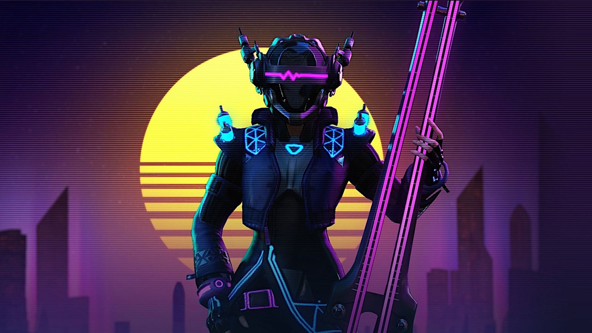 Warrior Girl In Cyberpunk City Wallpapers