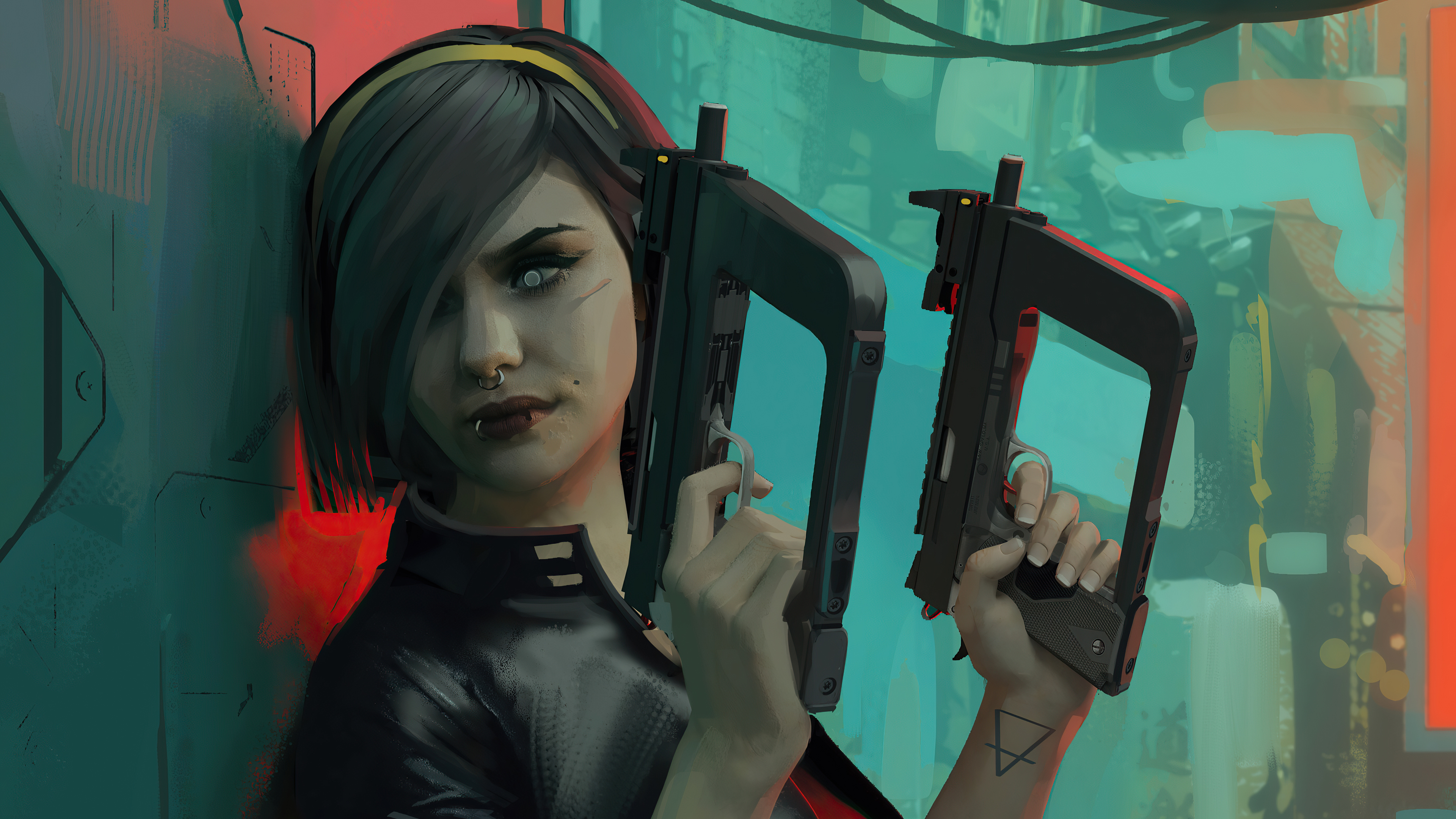 Warrior Girl In Cyberpunk City Wallpapers