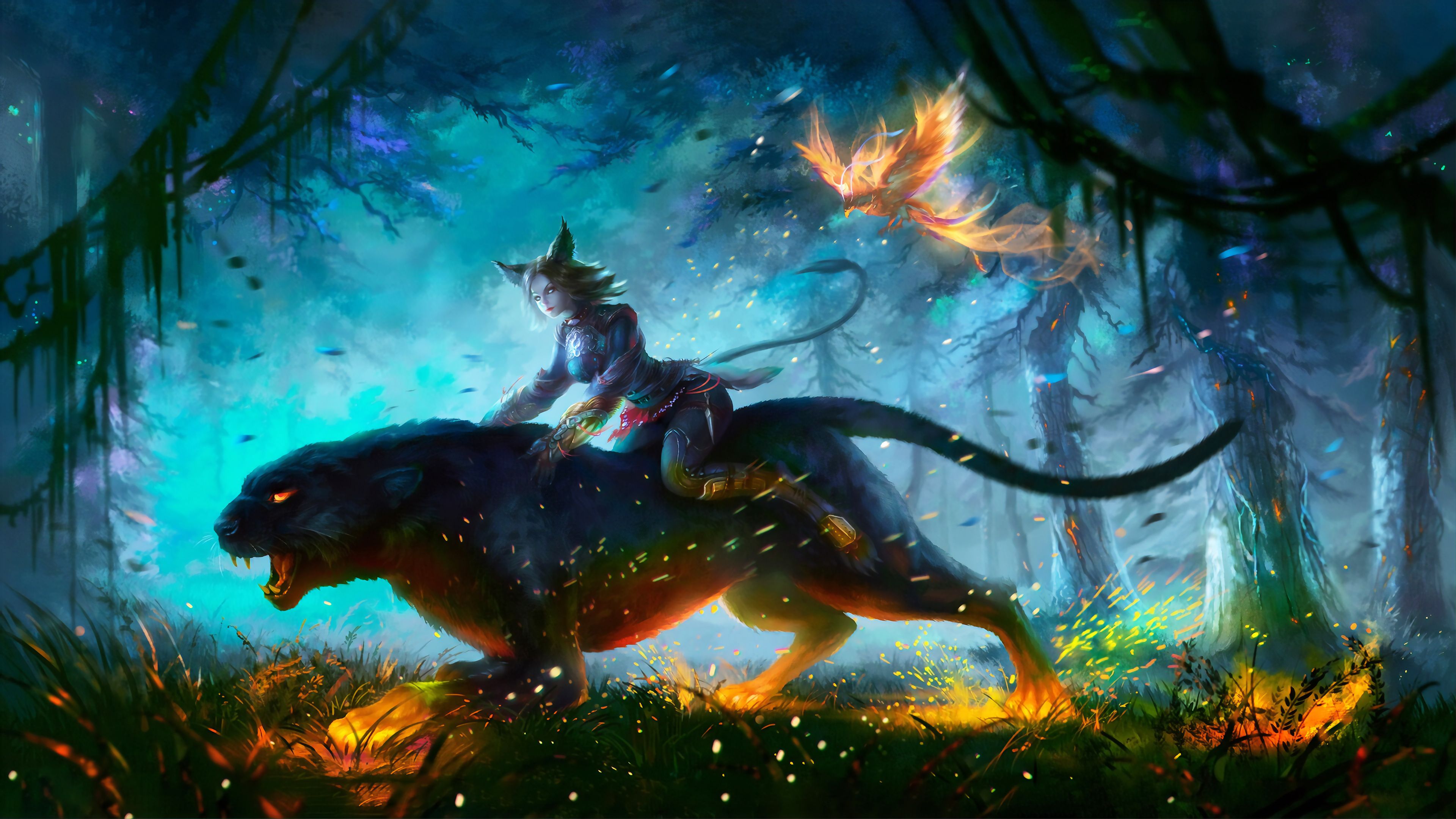 Warrior Girl In Forest
 Wallpapers