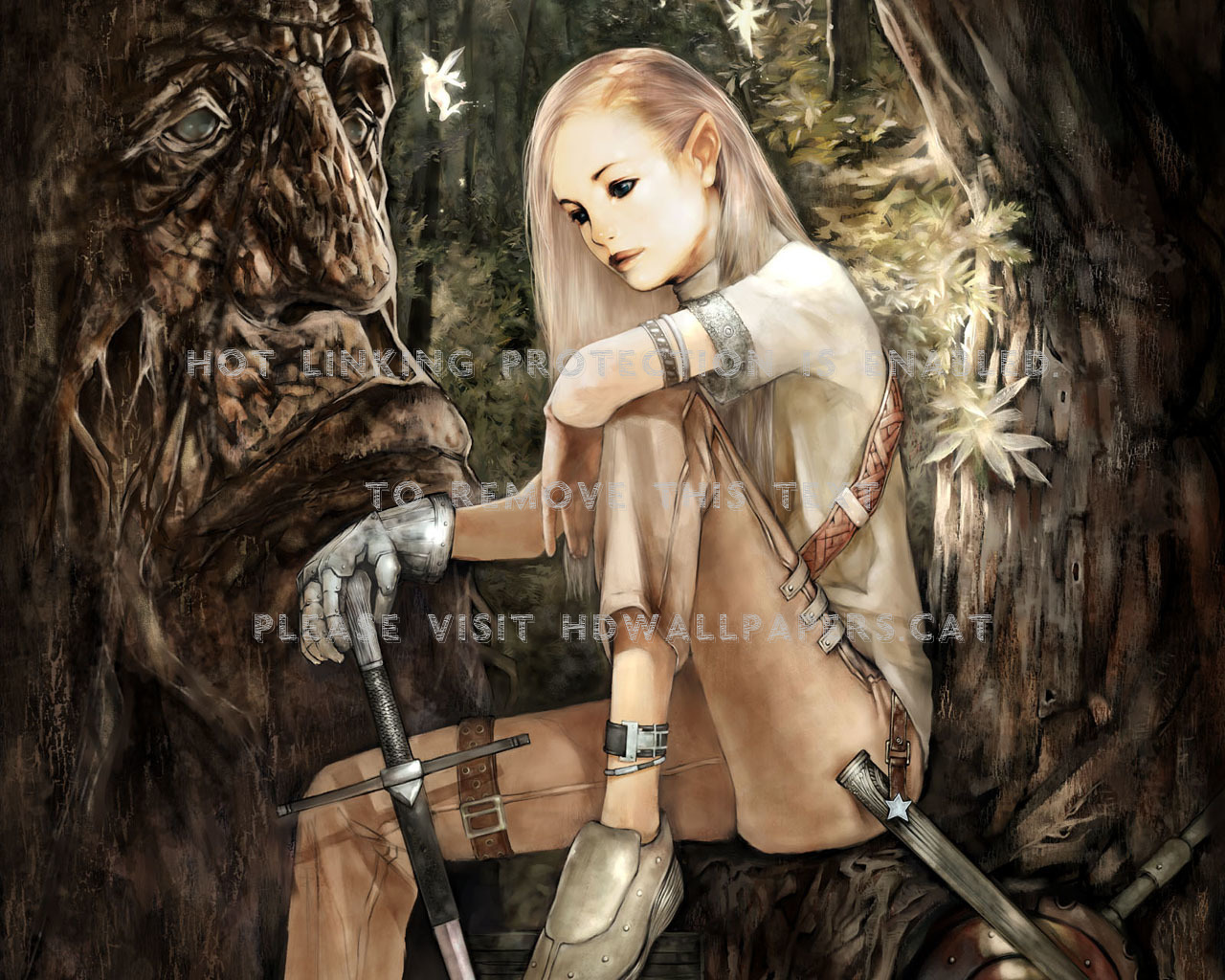 Warrior Girl In Forest
 Wallpapers