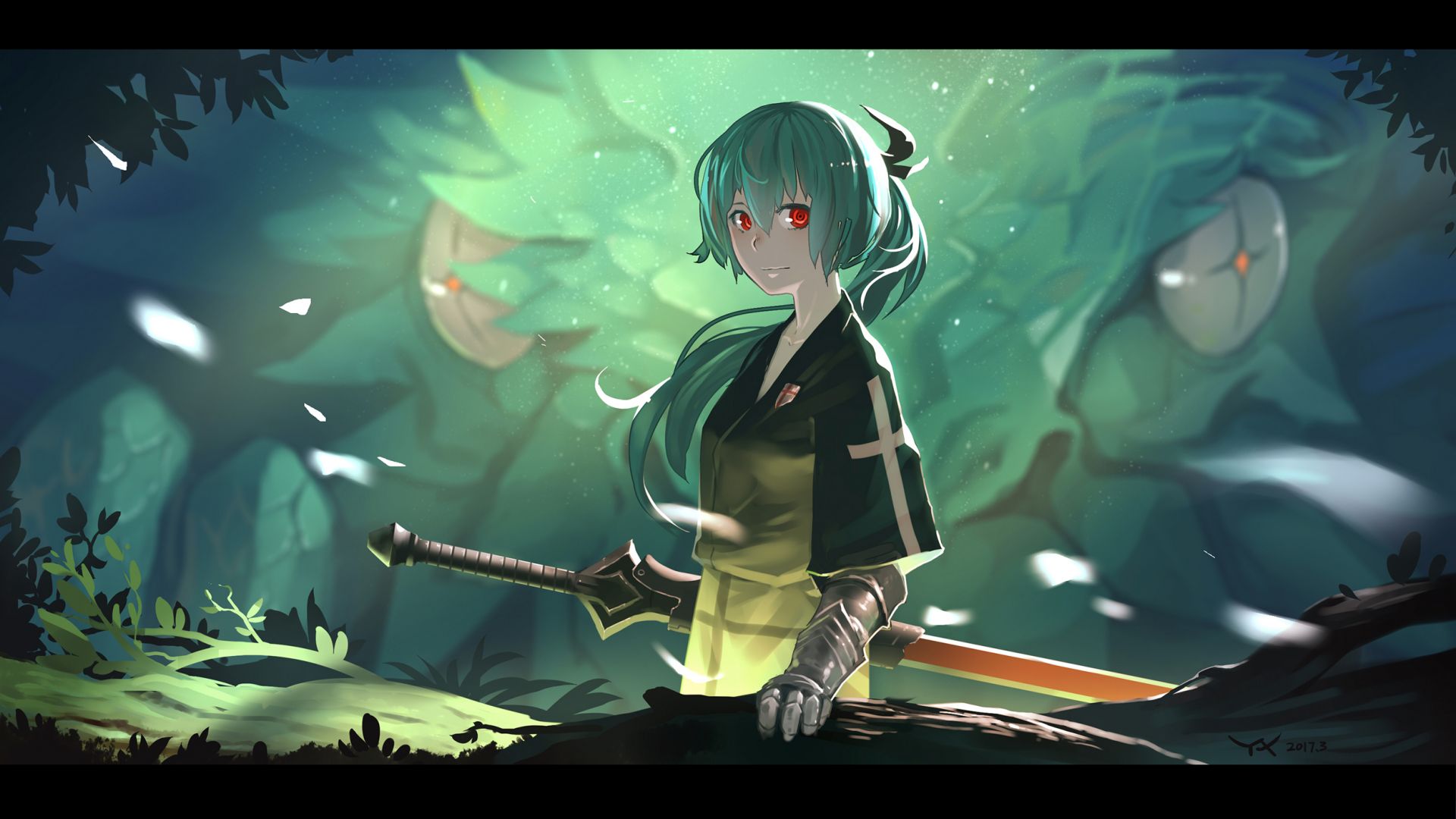 Warrior Girl In Forest
 Wallpapers