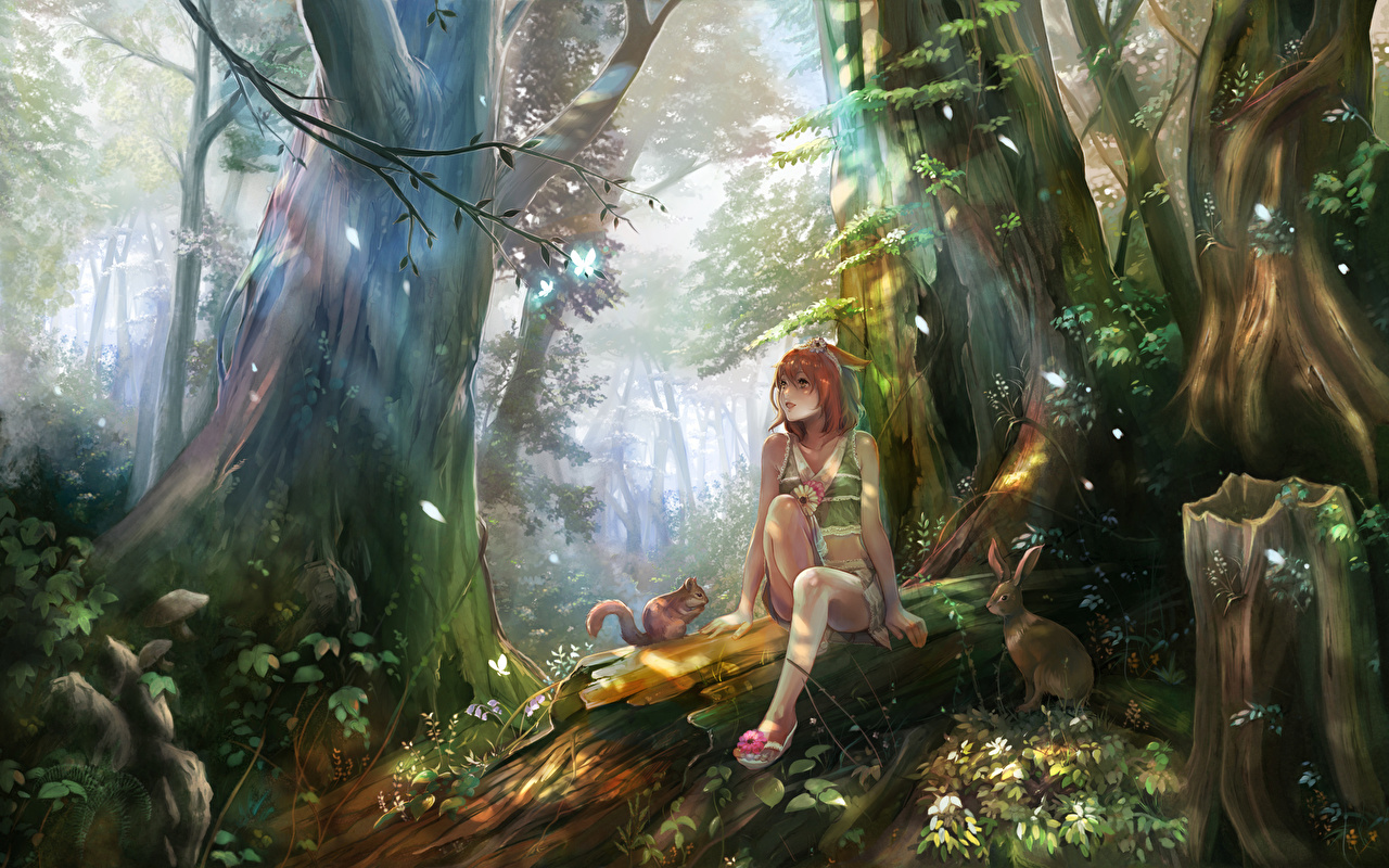 Warrior Girl In Forest
 Wallpapers