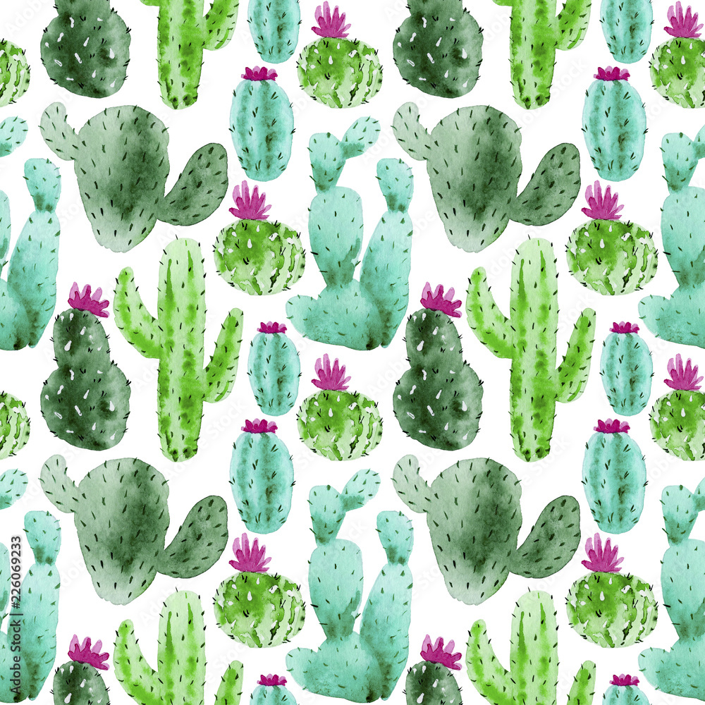 Watercolor Cactus Background