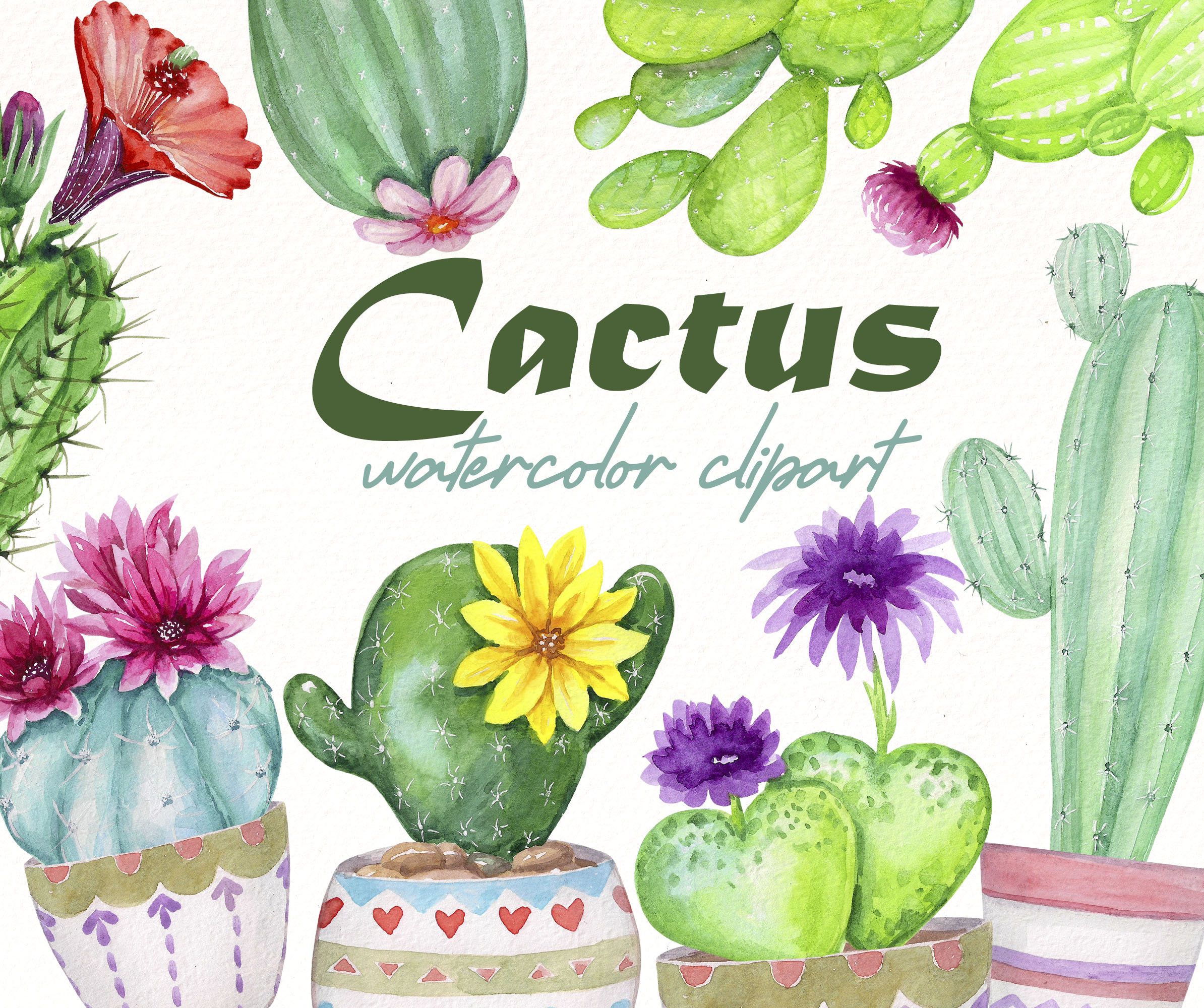 Watercolor Cactus Background