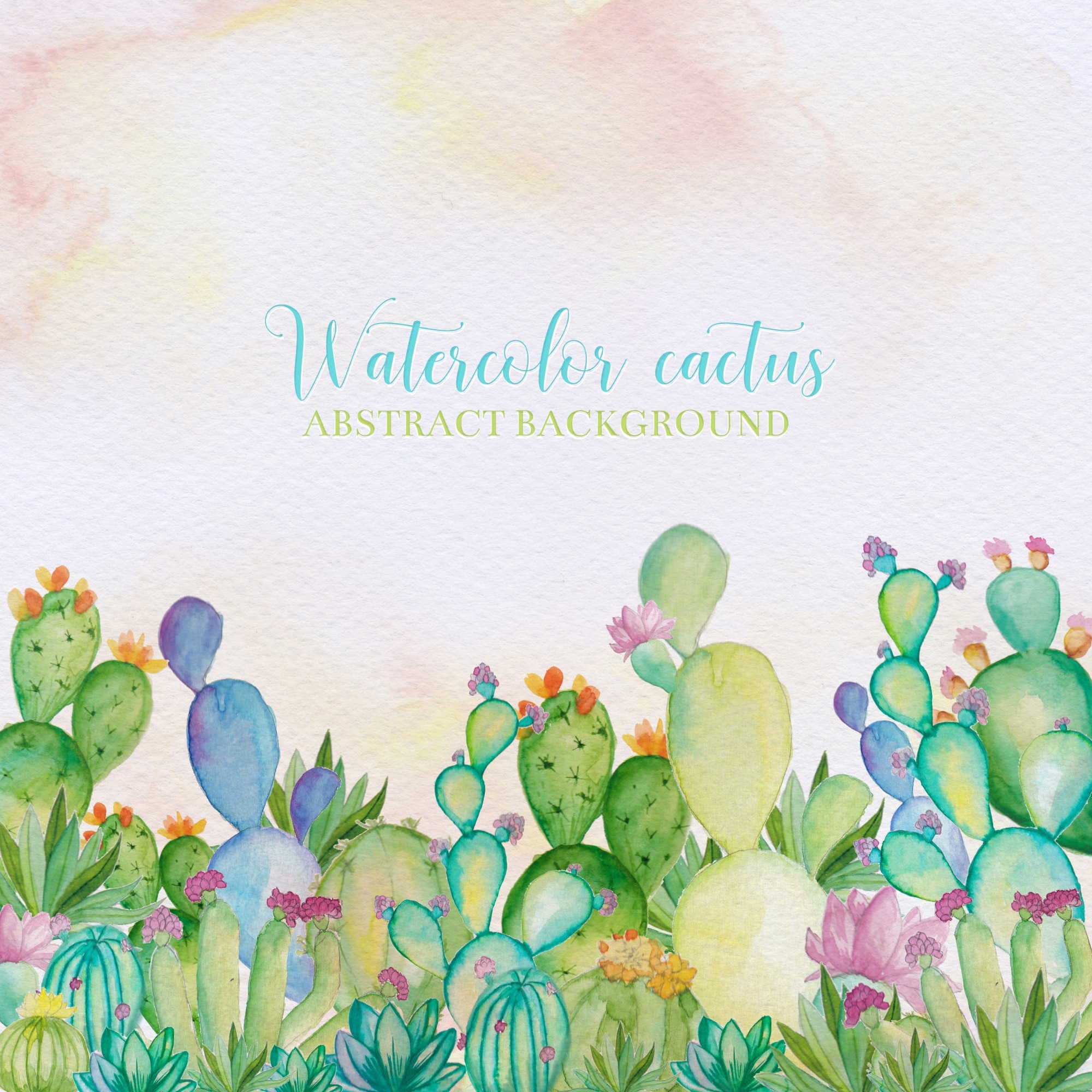 Watercolor Cactus Background