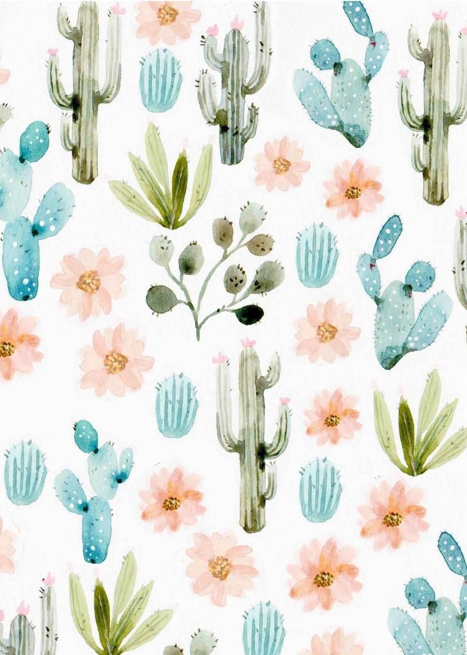 Watercolor Cactus Background