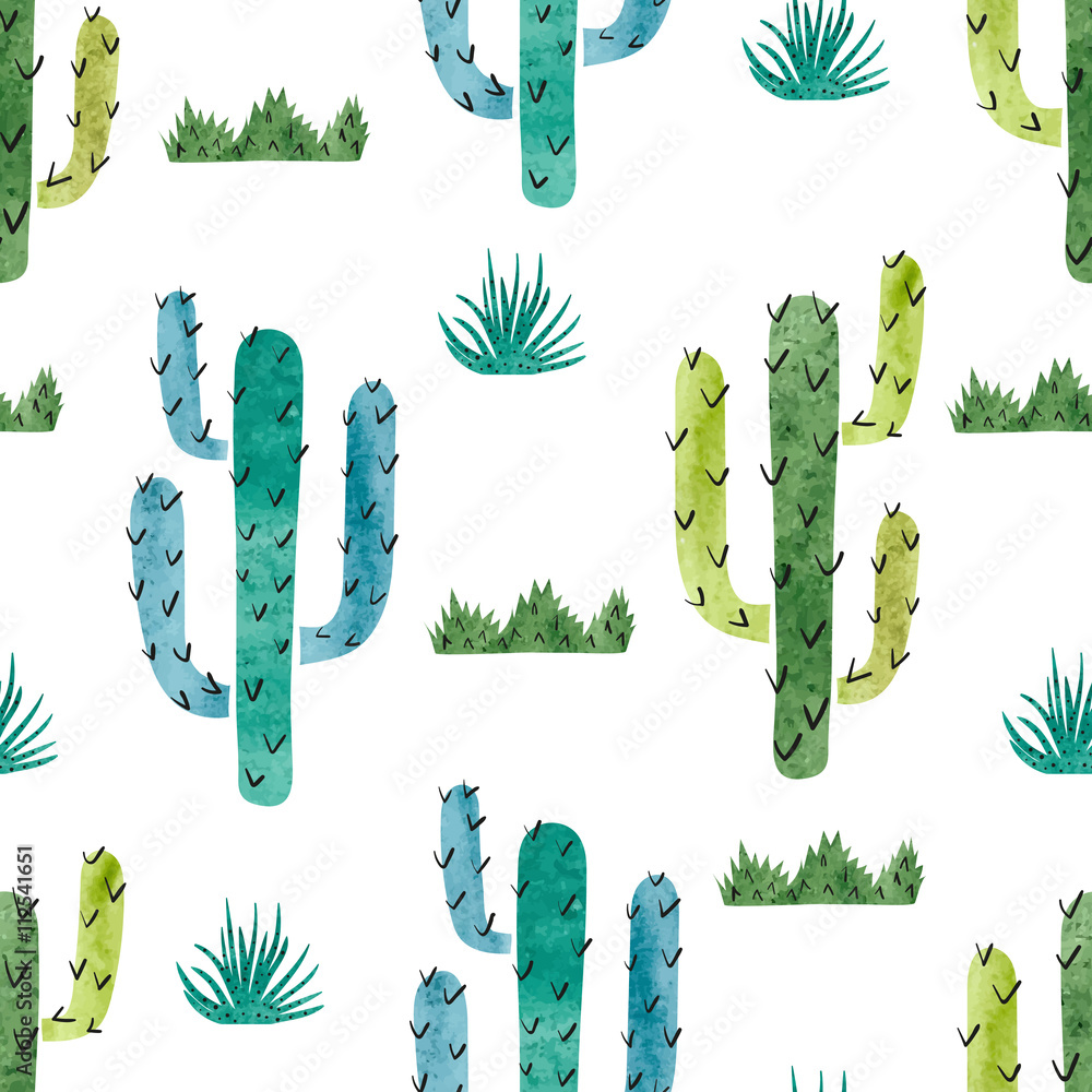 Watercolor Cactus Background