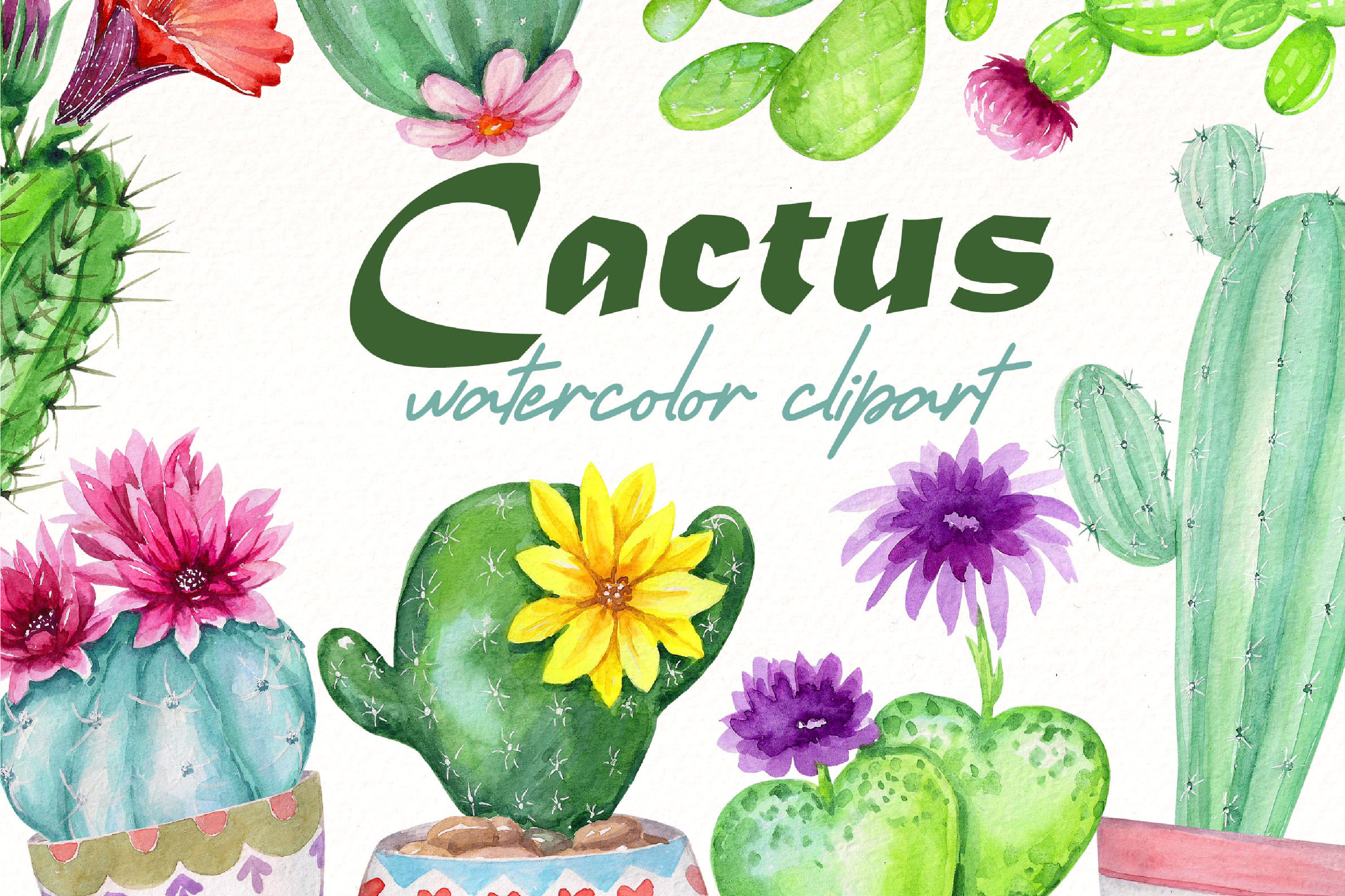 Watercolor Cactus Background