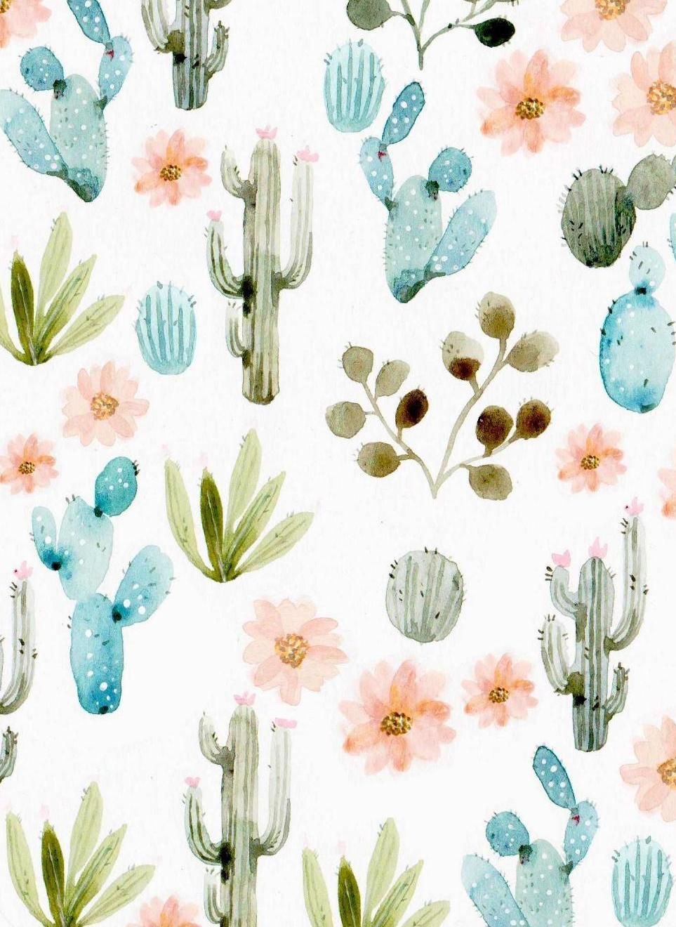 Watercolor Succulent Wallpapers