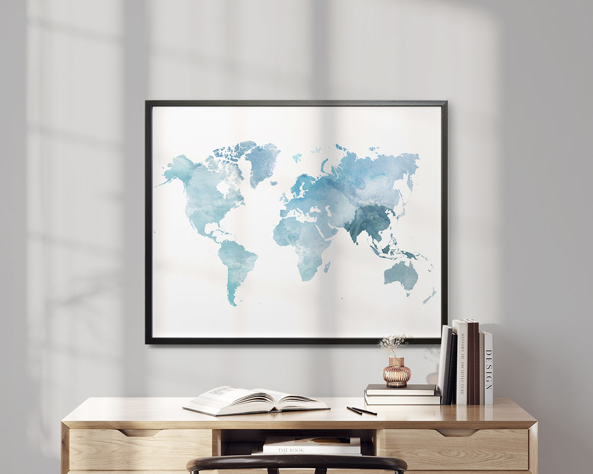 Watercolor World Map Desktop Wallpapers