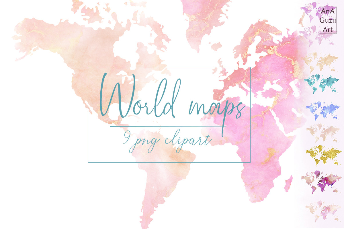 Watercolor World Map Desktop Wallpapers