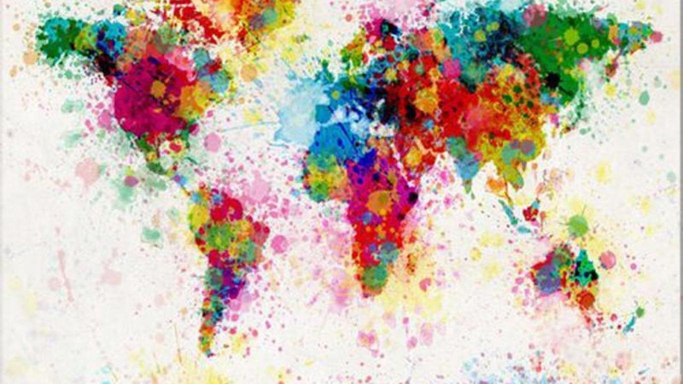 Watercolor World Map Desktop Wallpapers