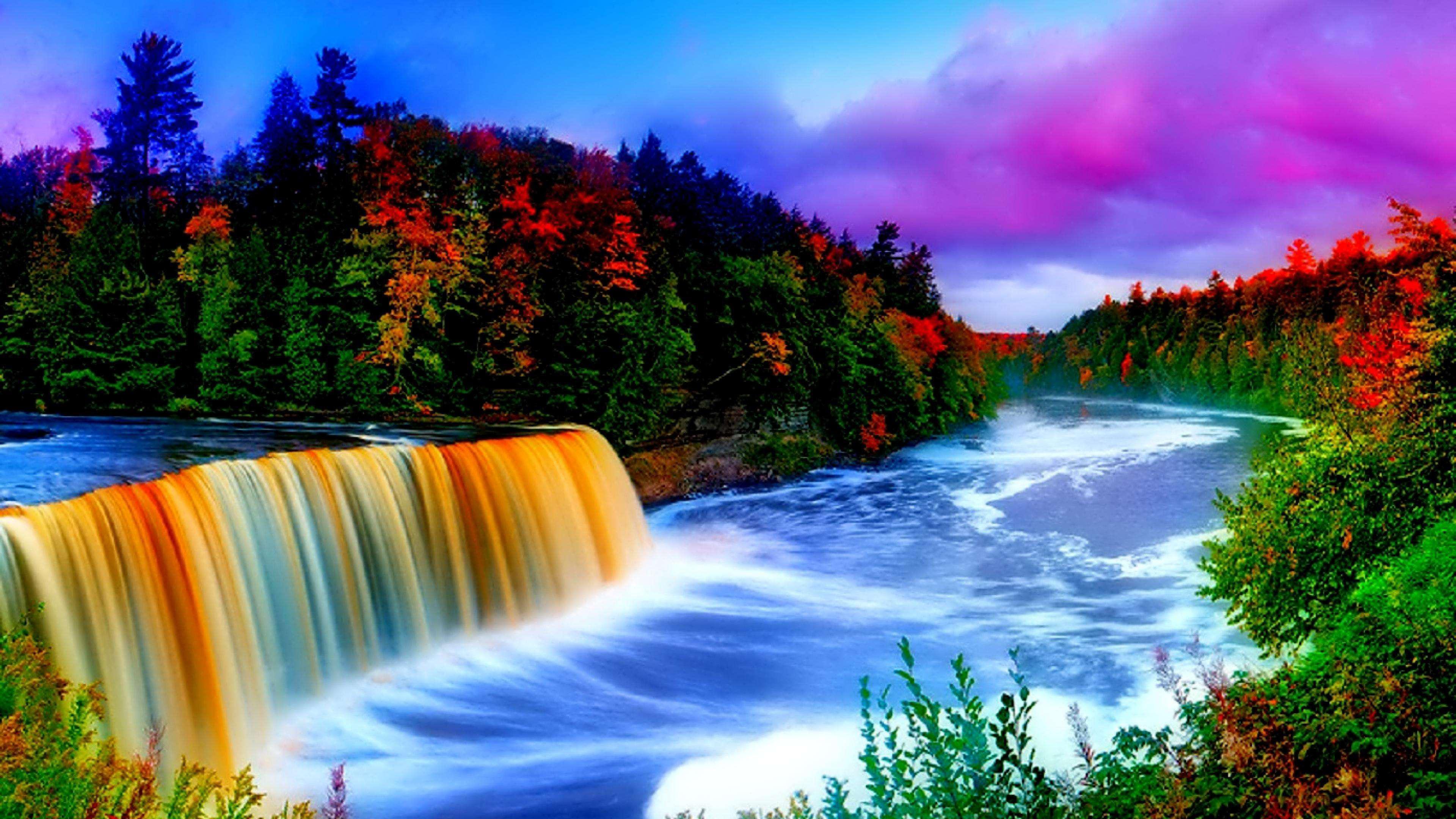 Waterfall And Flowers Wallpapers