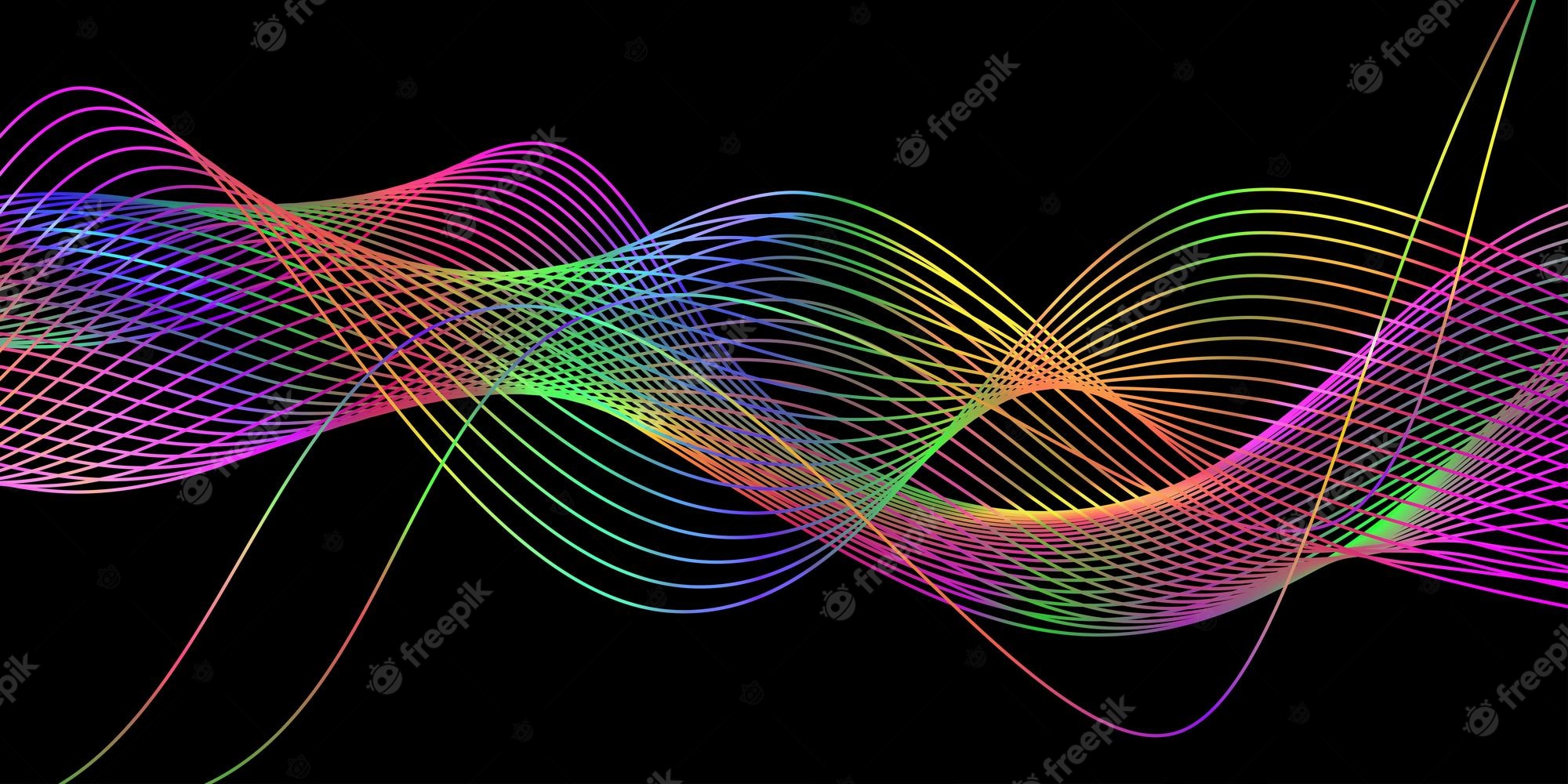 Waves Of Color On A Black Background